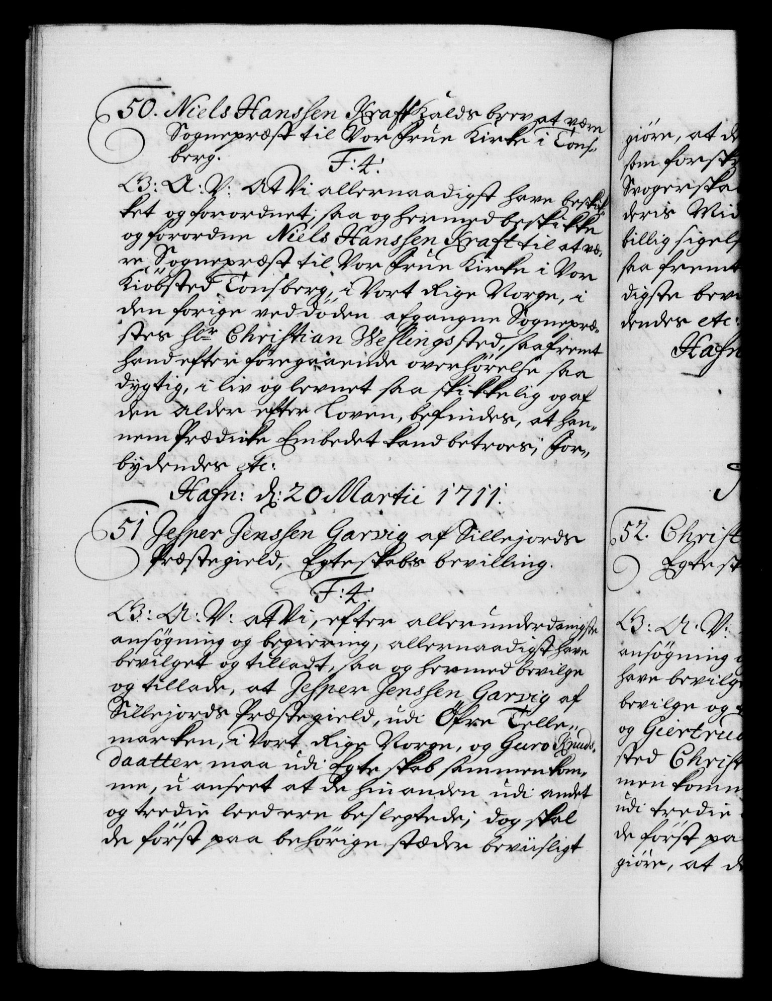 Danske Kanselli 1572-1799, RA/EA-3023/F/Fc/Fca/Fcaa/L0020: Norske registre, 1708-1711, p. 504b