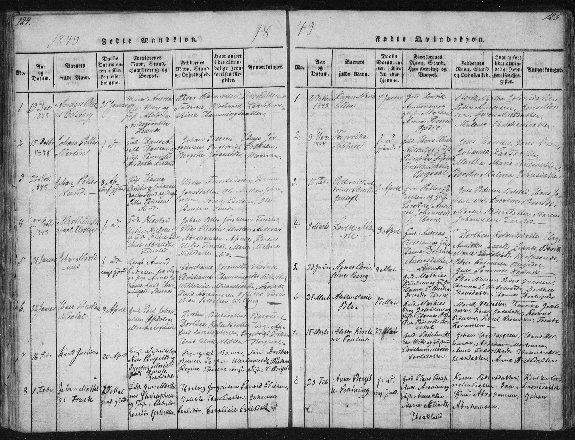 Ministerialprotokoller, klokkerbøker og fødselsregistre - Nordland, SAT/A-1459/881/L1164: Parish register (copy) no. 881C01, 1818-1853, p. 124-125