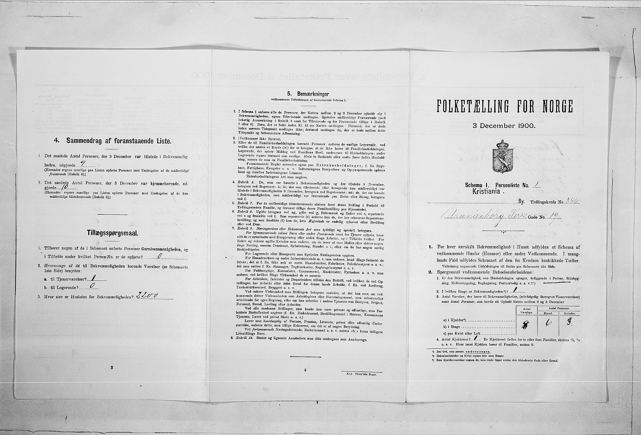 SAO, 1900 census for Kristiania, 1900, p. 108104