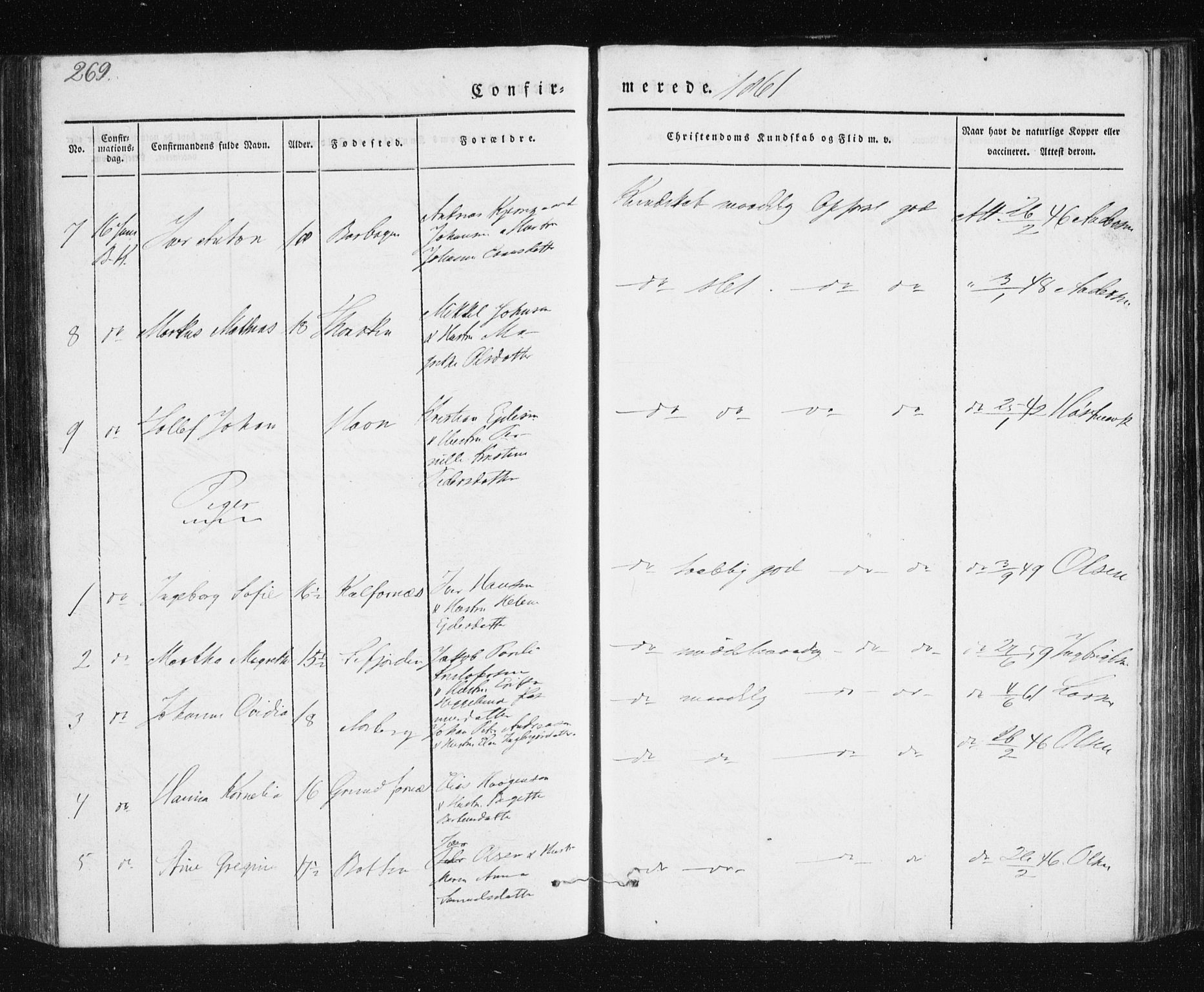 Berg sokneprestkontor, SATØ/S-1318/G/Ga/Gab/L0011klokker: Parish register (copy) no. 11, 1833-1878, p. 269