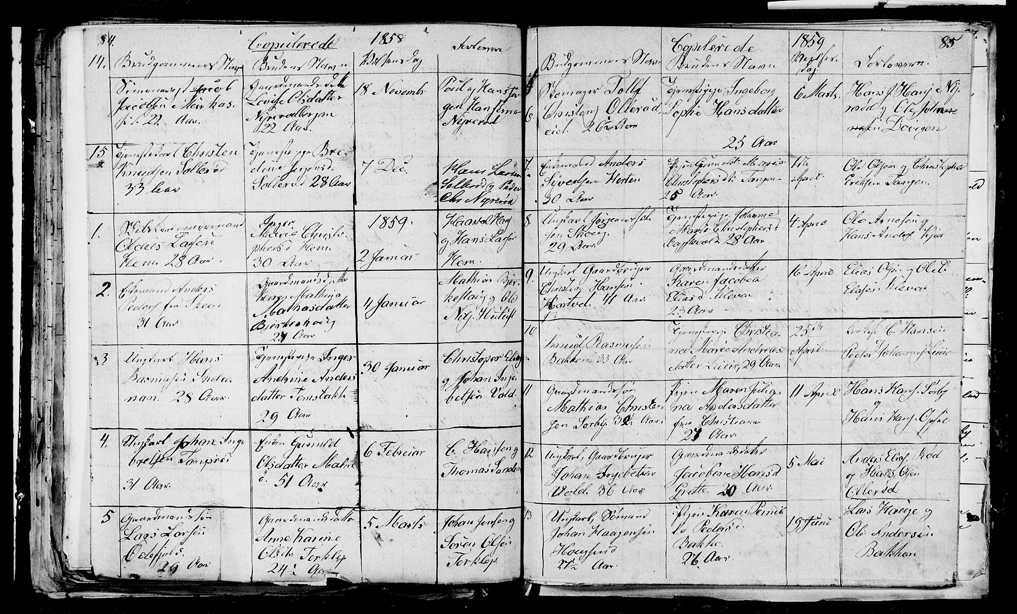 Våle kirkebøker, SAKO/A-334/G/Ga/L0002: Parish register (copy) no. I 2, 1851-1863, p. 84-85