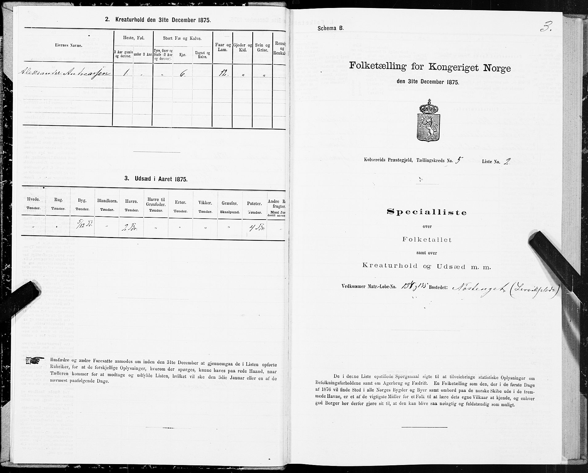 SAT, 1875 census for 1752P Kolvereid, 1875, p. 3003