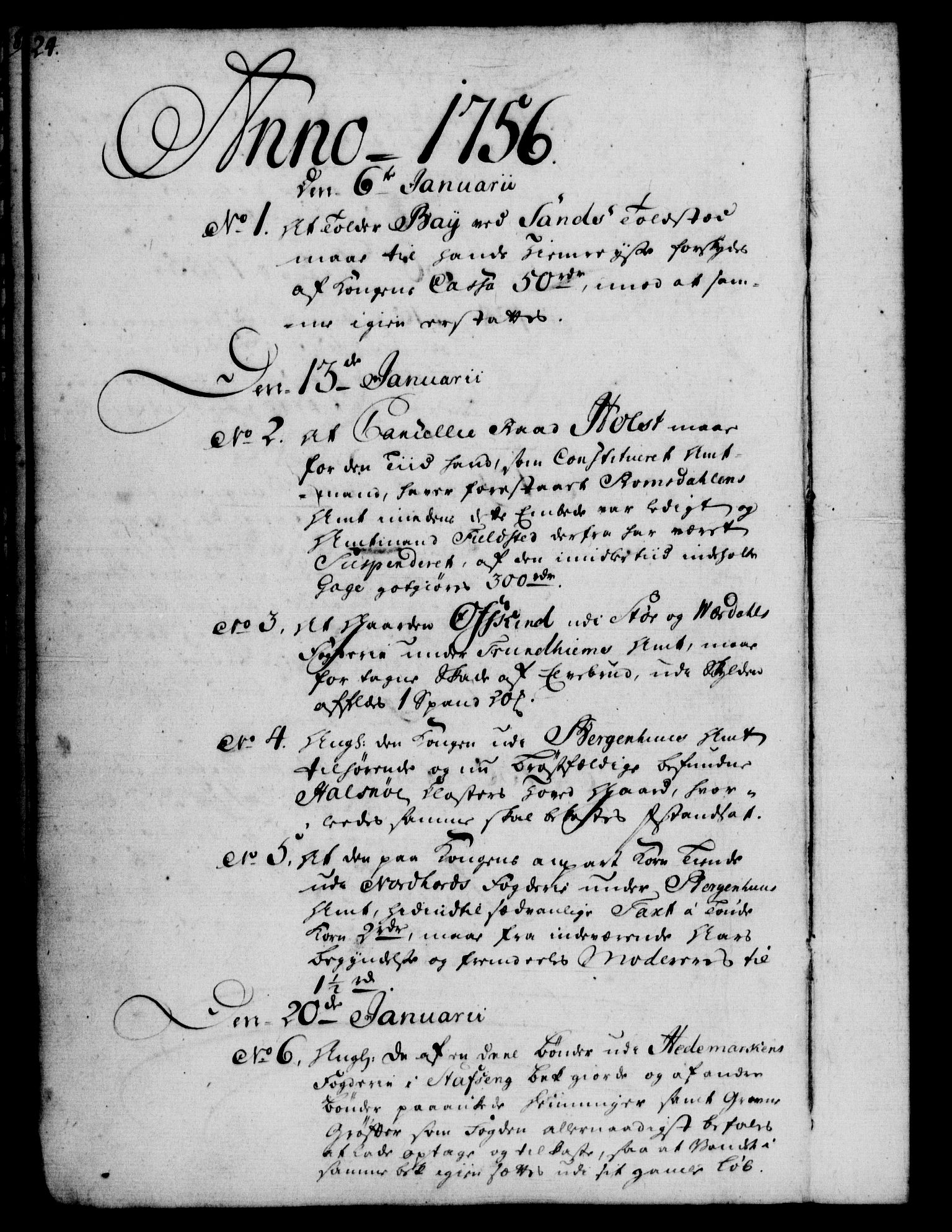 Rentekammeret, Kammerkanselliet, RA/EA-3111/G/Gf/Gfb/L0006: Register til norske relasjons- og resolusjonsprotokoller (merket RK 52.101), 1755-1765, p. 24