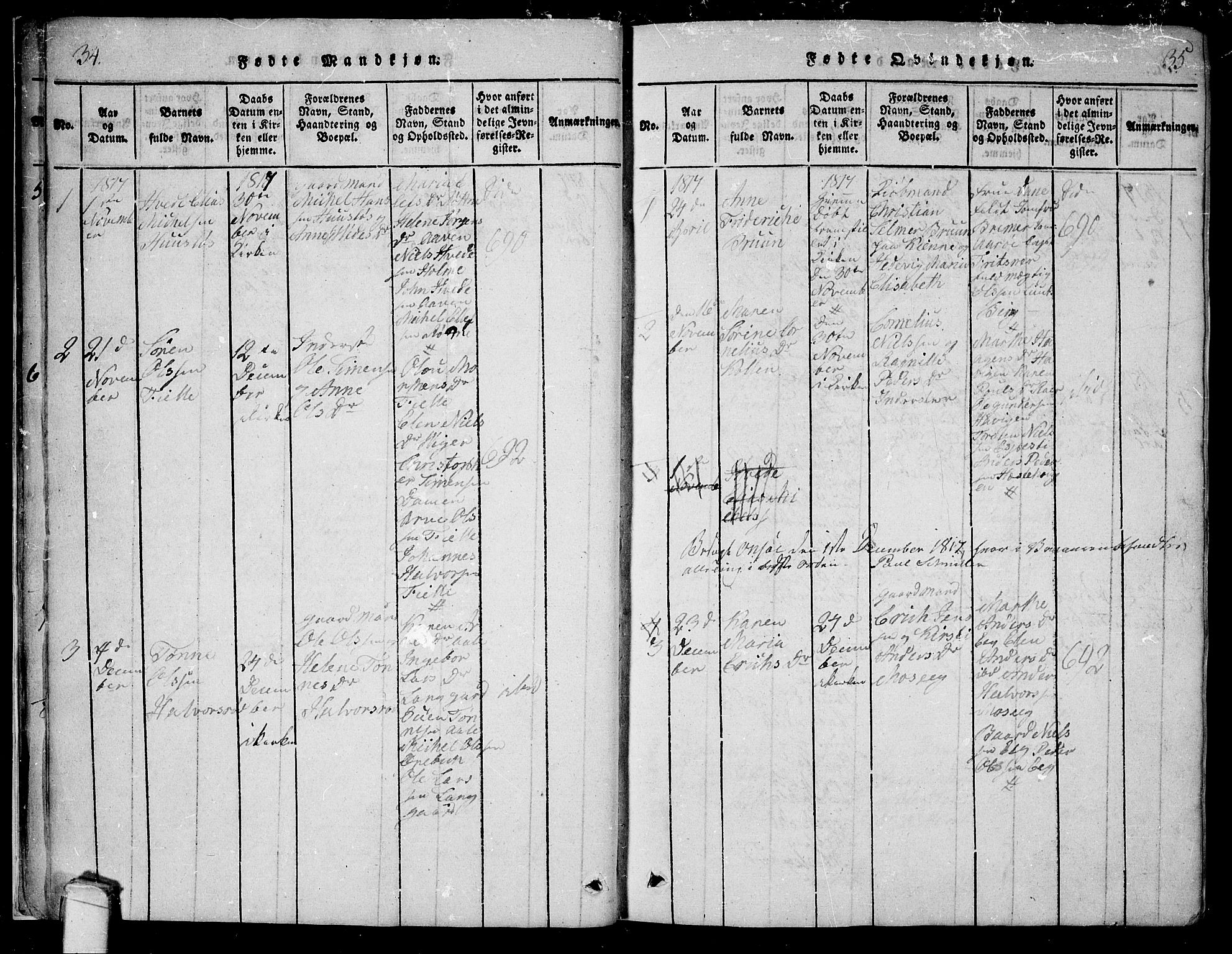 Onsøy prestekontor Kirkebøker, SAO/A-10914/F/Fa/L0002: Parish register (official) no. I 2, 1814-1840, p. 34-35