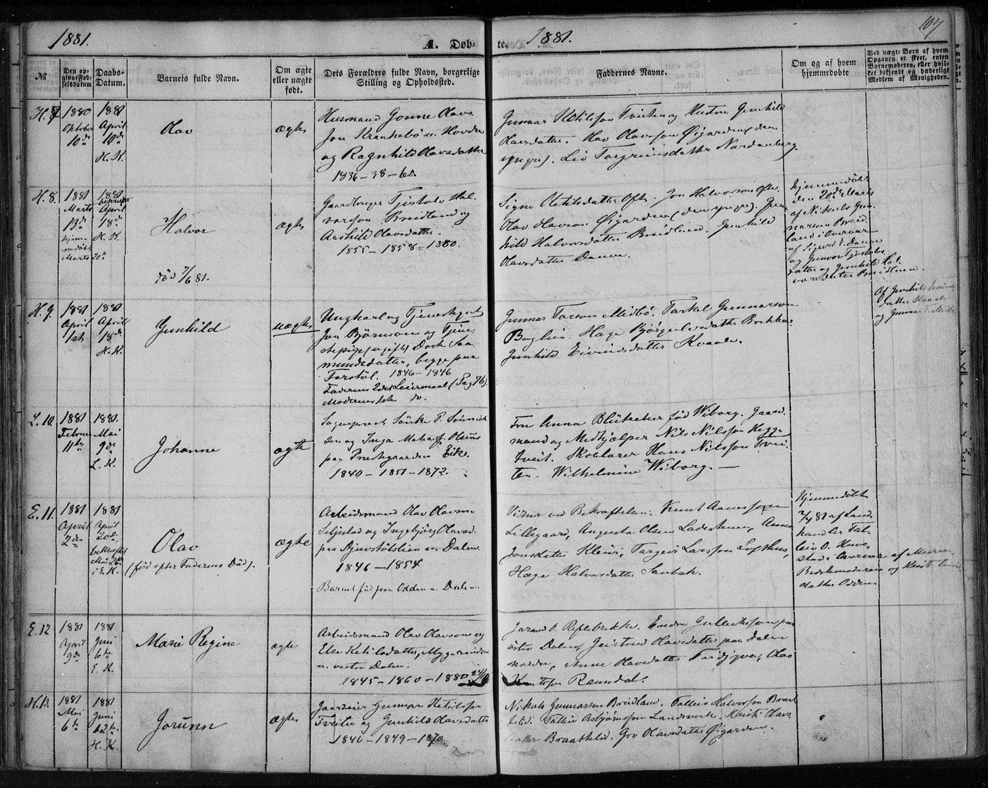 Lårdal kirkebøker, AV/SAKO-A-284/F/Fa/L0006: Parish register (official) no. I 6, 1861-1886, p. 107