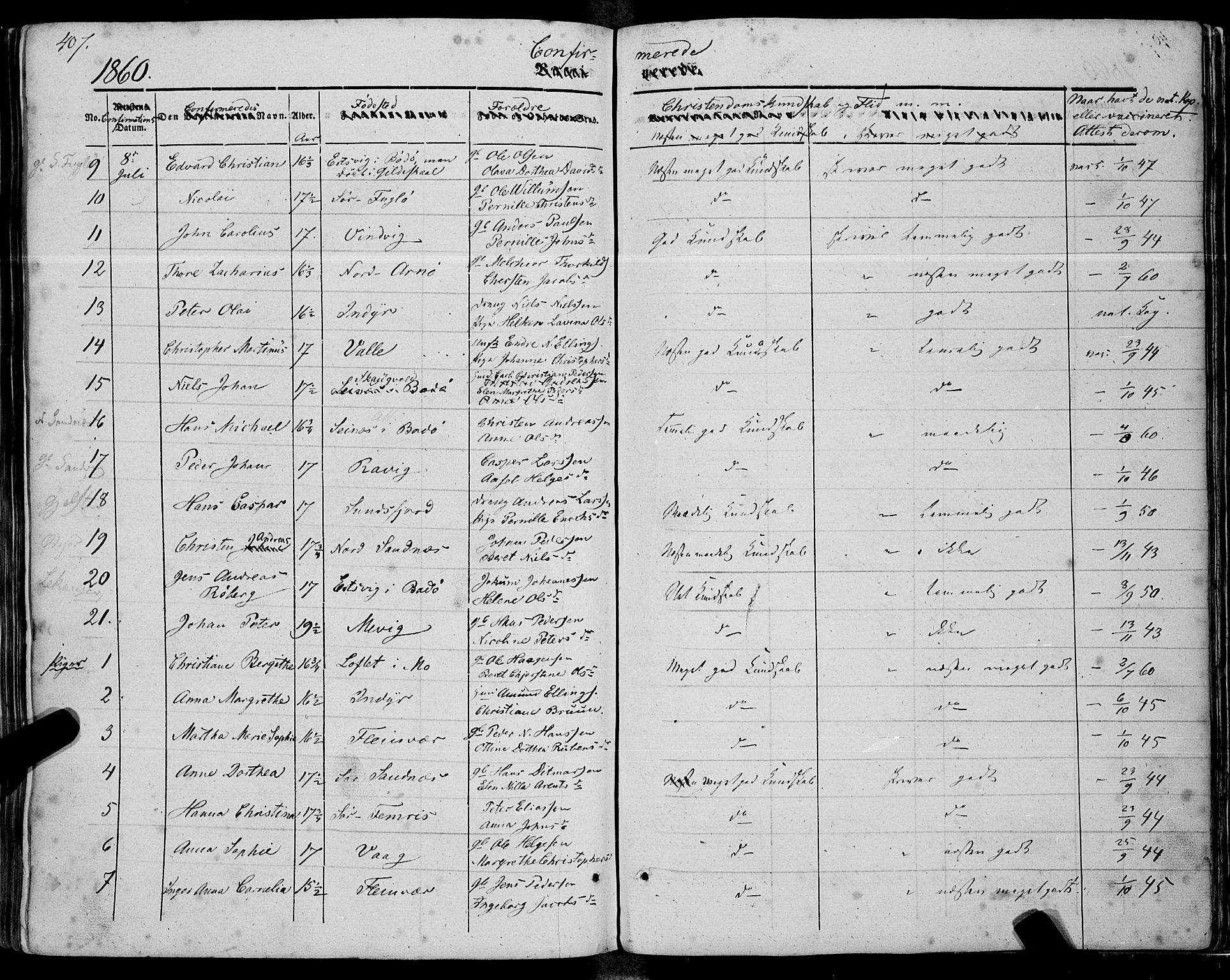 Ministerialprotokoller, klokkerbøker og fødselsregistre - Nordland, AV/SAT-A-1459/805/L0097: Parish register (official) no. 805A04, 1837-1861, p. 407