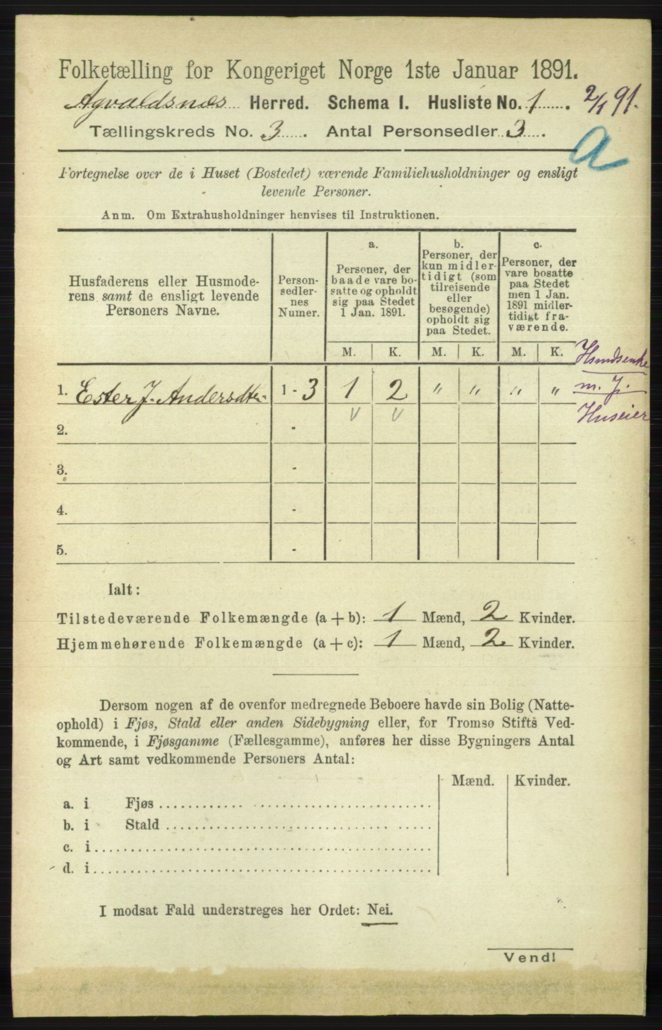 RA, 1891 census for 1147 Avaldsnes, 1891, p. 991