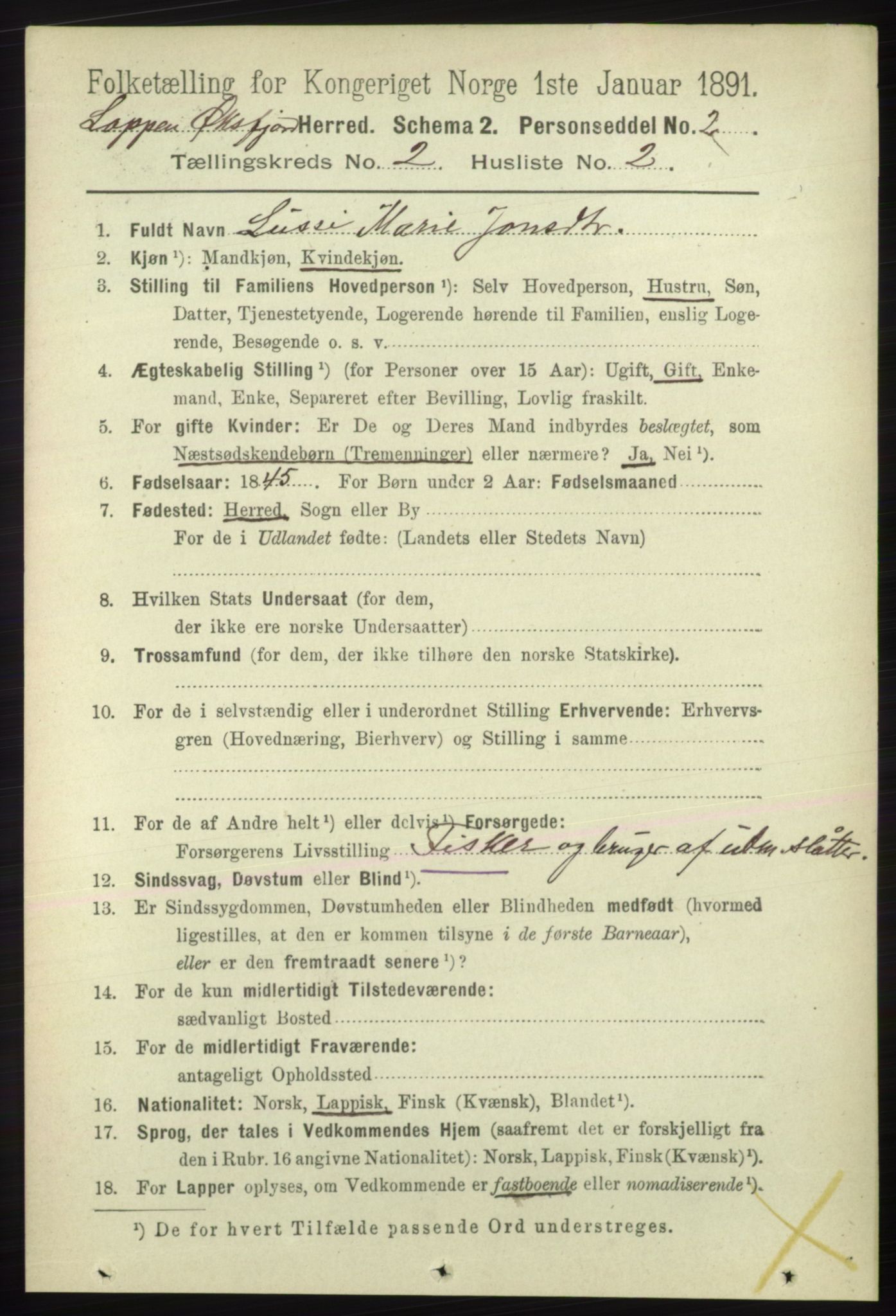 RA, 1891 census for 2014 Loppa, 1891, p. 378