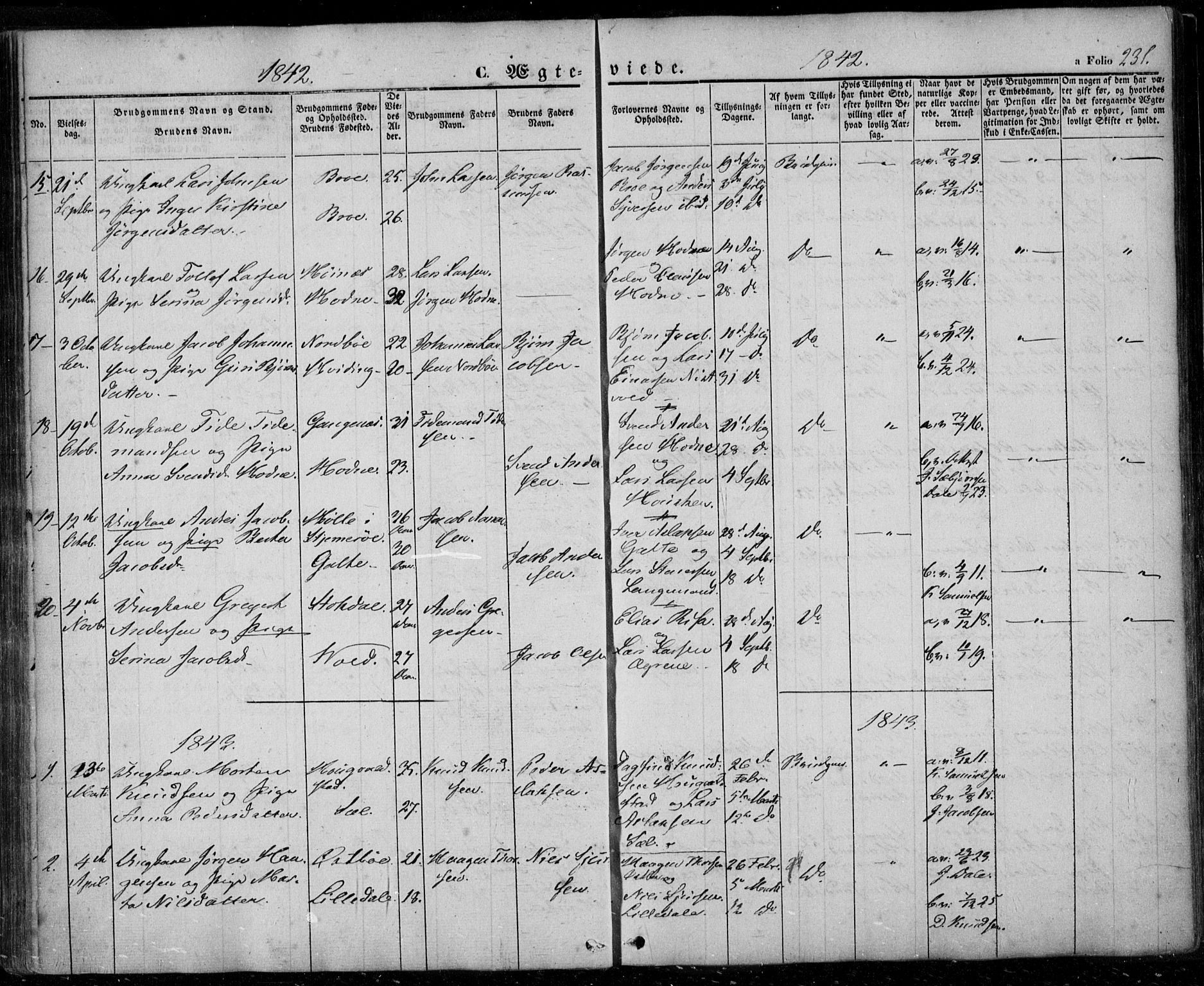 Rennesøy sokneprestkontor, SAST/A -101827/H/Ha/Haa/L0005: Parish register (official) no. A 5, 1838-1859, p. 231