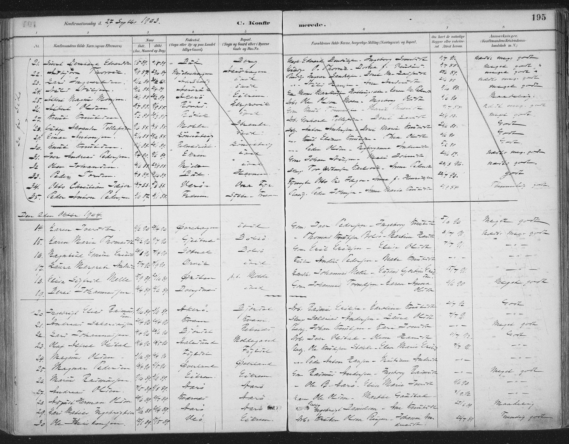 Ministerialprotokoller, klokkerbøker og fødselsregistre - Møre og Romsdal, AV/SAT-A-1454/555/L0658: Parish register (official) no. 555A09, 1887-1917, p. 195