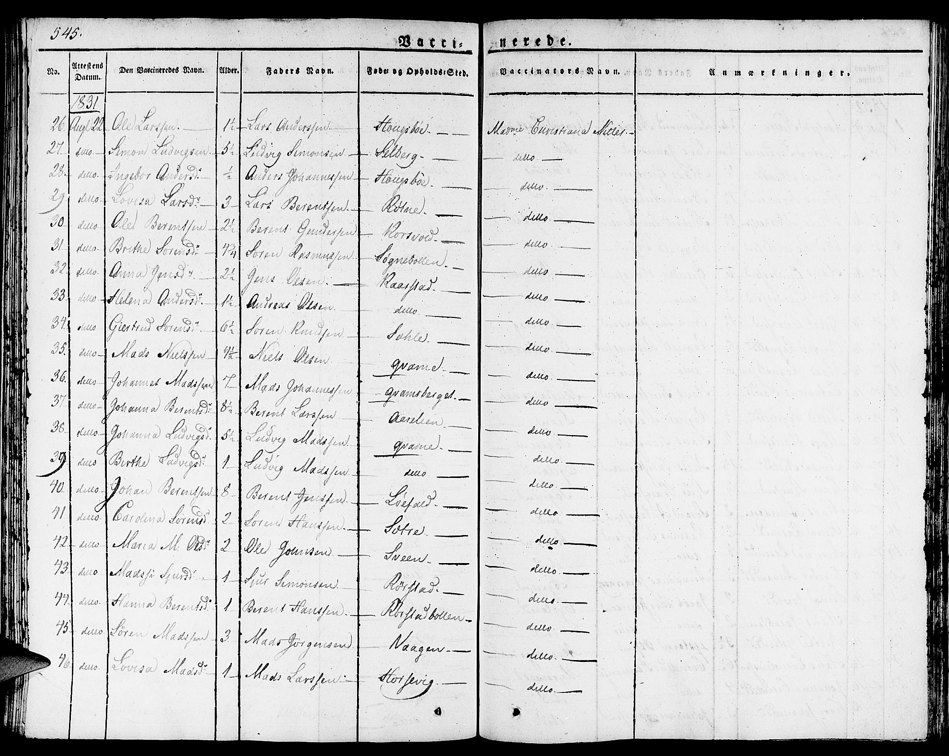 Gaular sokneprestembete, SAB/A-80001/H/Haa: Parish register (official) no. A 3, 1821-1840, p. 545