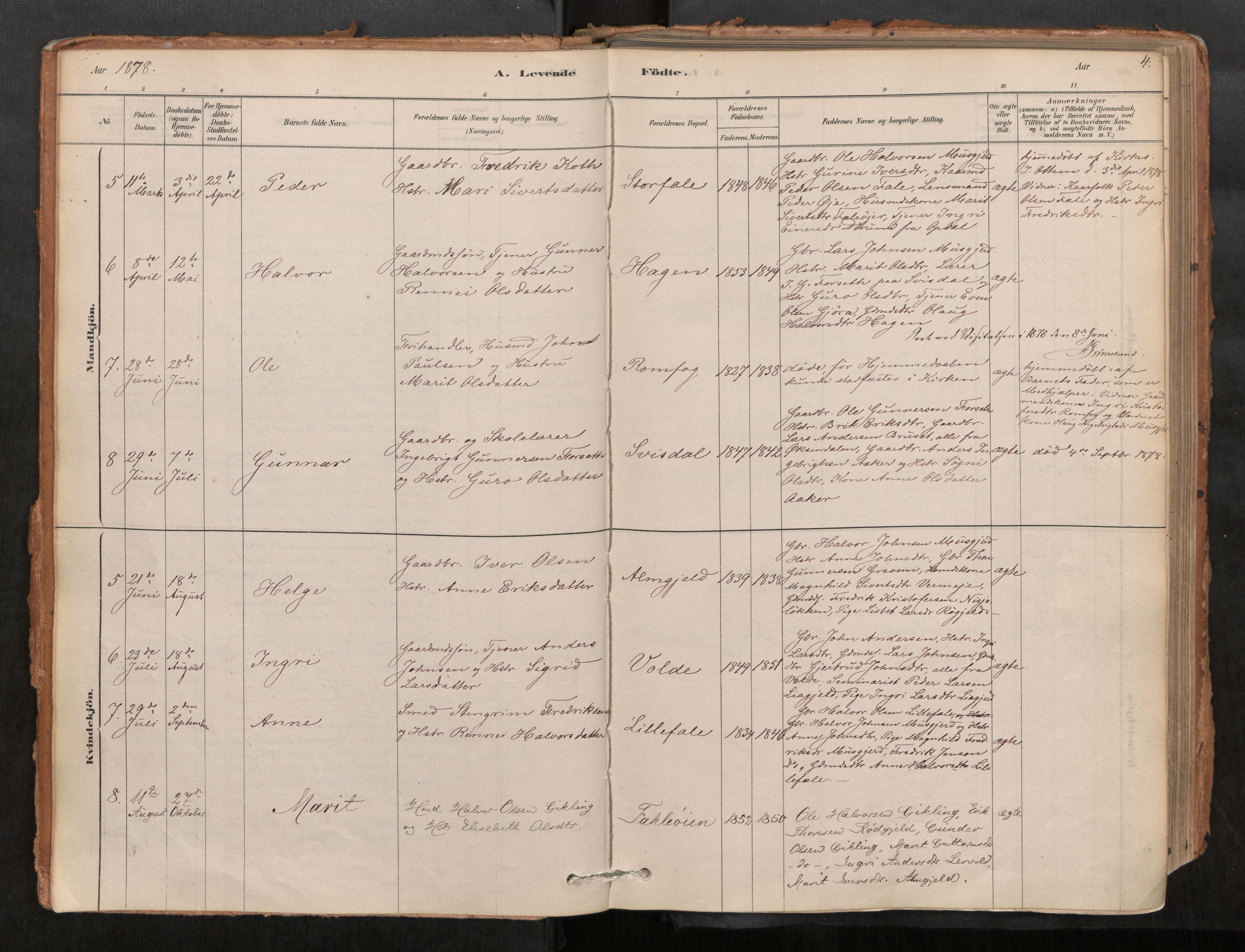 Sunndal sokneprestkontor, AV/SAT-A-1085/1/I/I1/I1a/L0001: Parish register (official) no. 1, 1877-1914, p. 4