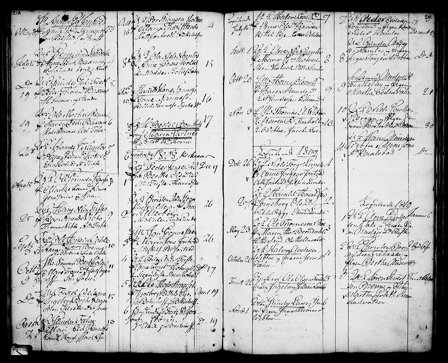 Holla kirkebøker, AV/SAKO-A-272/F/Fa/L0002: Parish register (official) no. 2, 1779-1814, p. 218-219