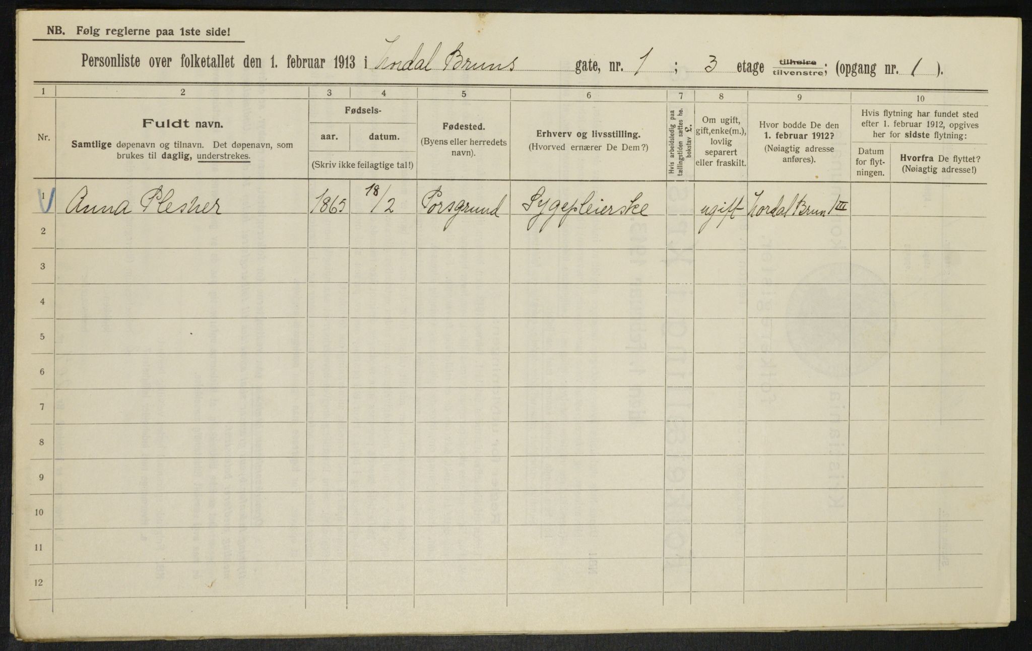 OBA, Municipal Census 1913 for Kristiania, 1913, p. 72203