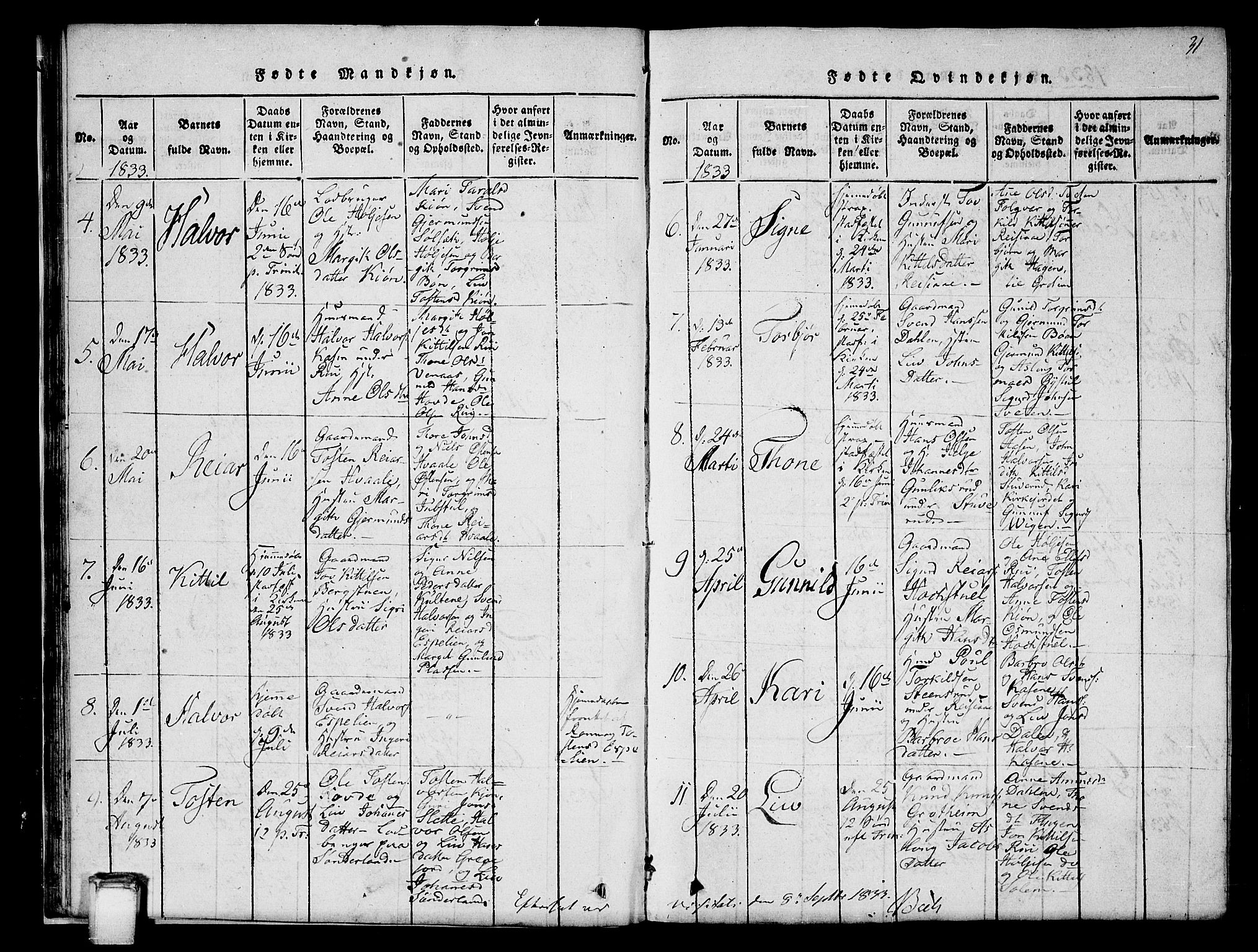 Hjartdal kirkebøker, SAKO/A-270/G/Gc/L0001: Parish register (copy) no. III 1, 1815-1842, p. 31