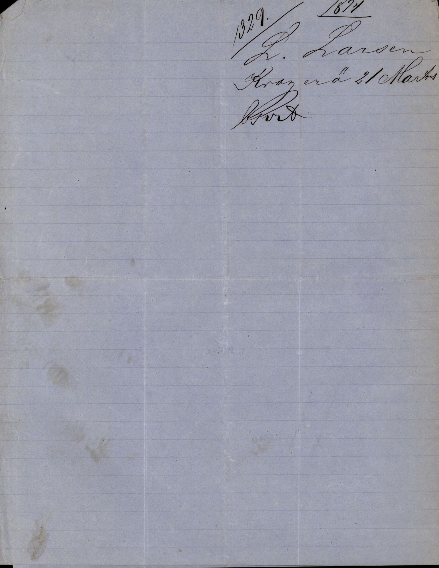 Pa 63 - Østlandske skibsassuranceforening, VEMU/A-1079/G/Ga/L0006/0024: Havaridokumenter / Ocean, 1874