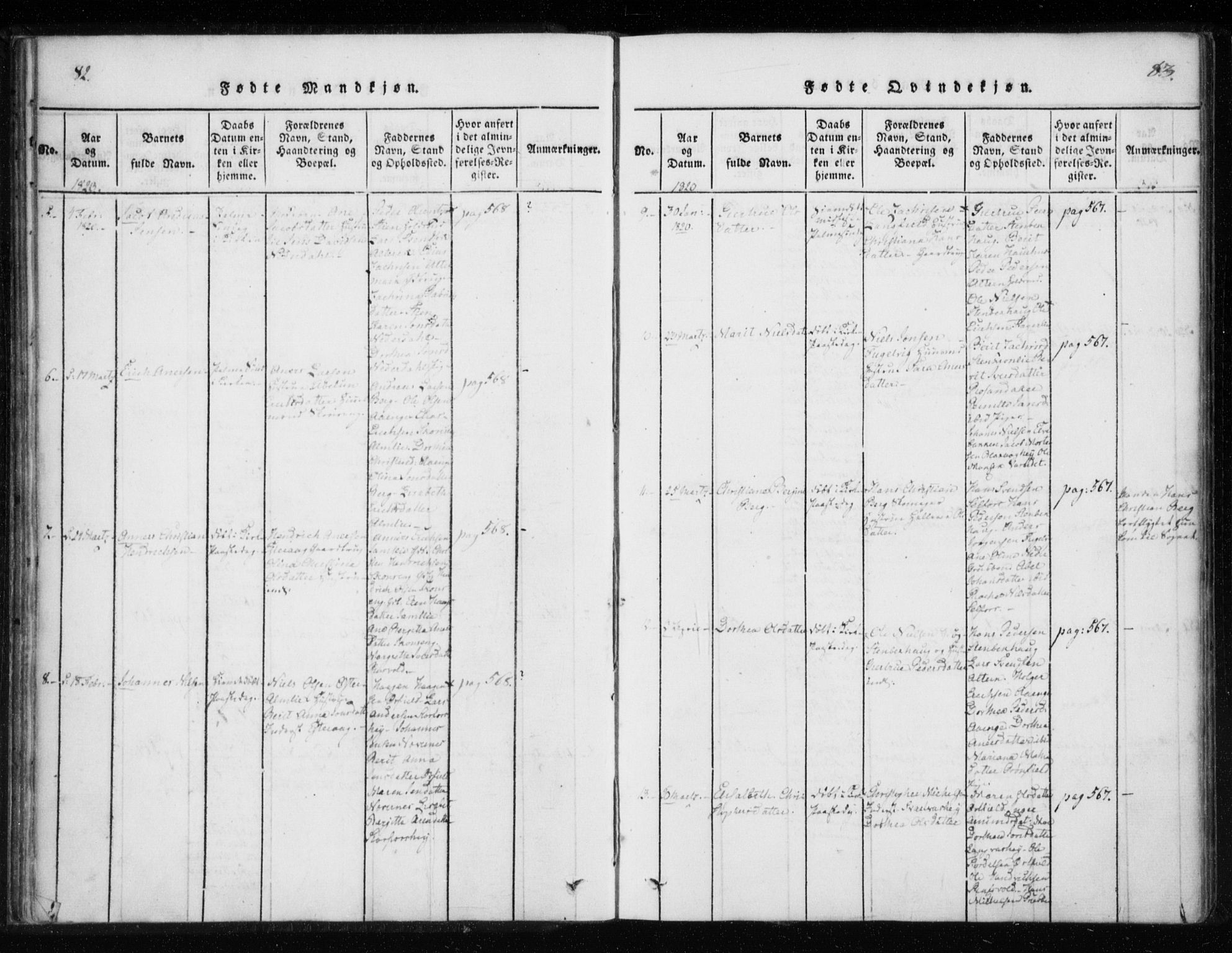 Ministerialprotokoller, klokkerbøker og fødselsregistre - Nordland, AV/SAT-A-1459/825/L0353: Parish register (official) no. 825A07, 1820-1826, p. 82-83