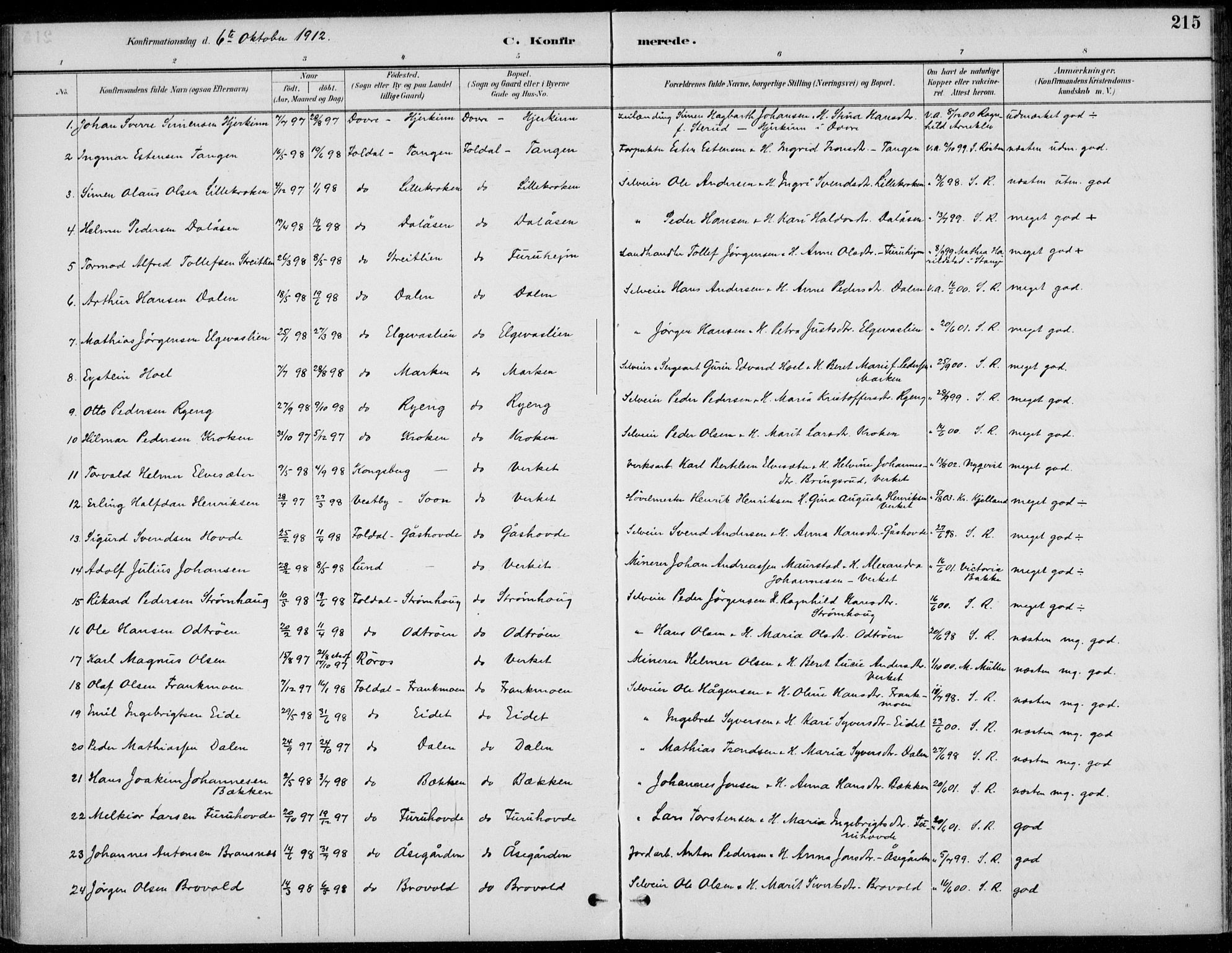 Alvdal prestekontor, SAH/PREST-060/H/Ha/Haa/L0003: Parish register (official) no. 3, 1886-1912, p. 215