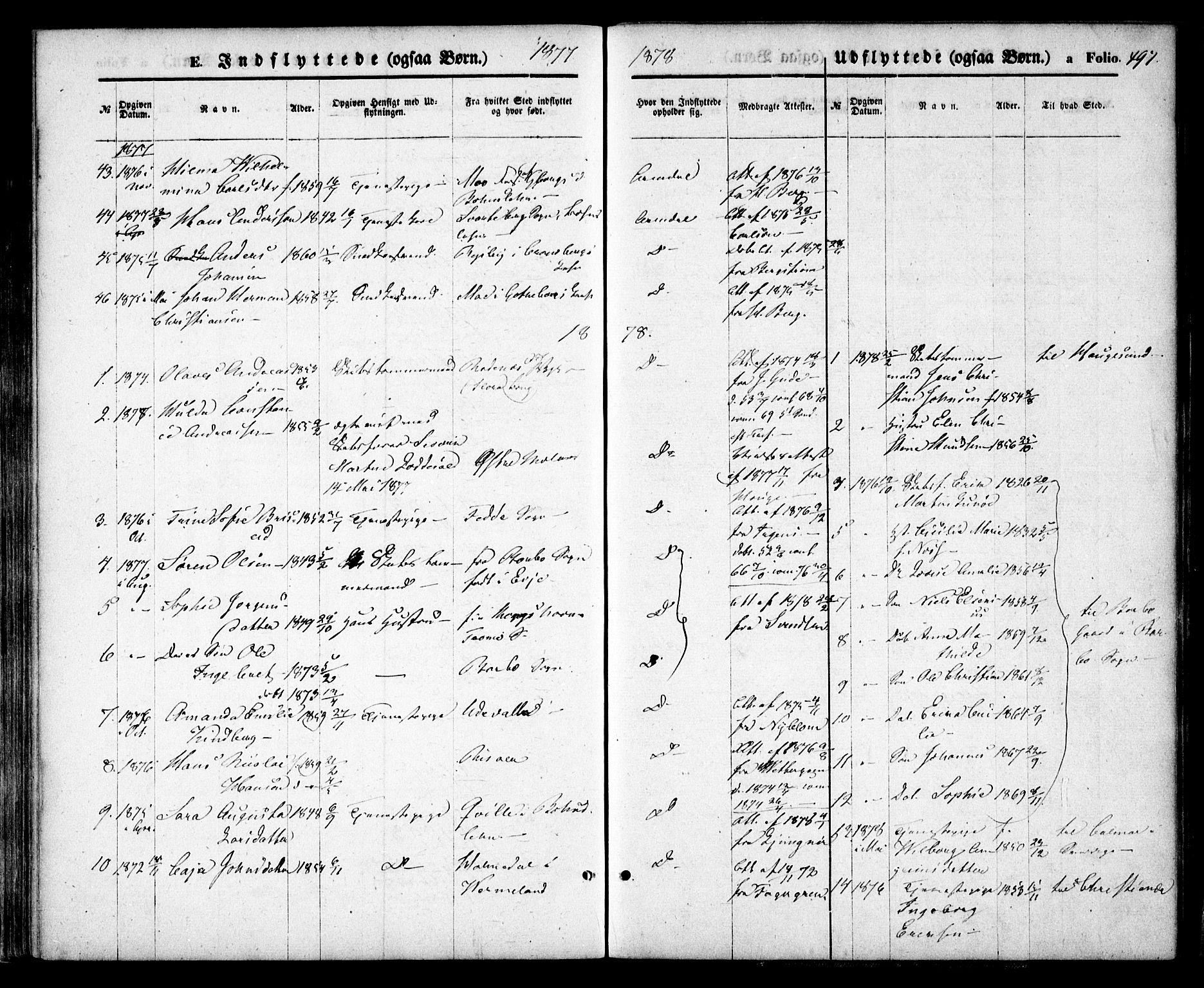 Arendal sokneprestkontor, Trefoldighet, SAK/1111-0040/F/Fa/L0007: Parish register (official) no. A 7, 1868-1878, p. 497