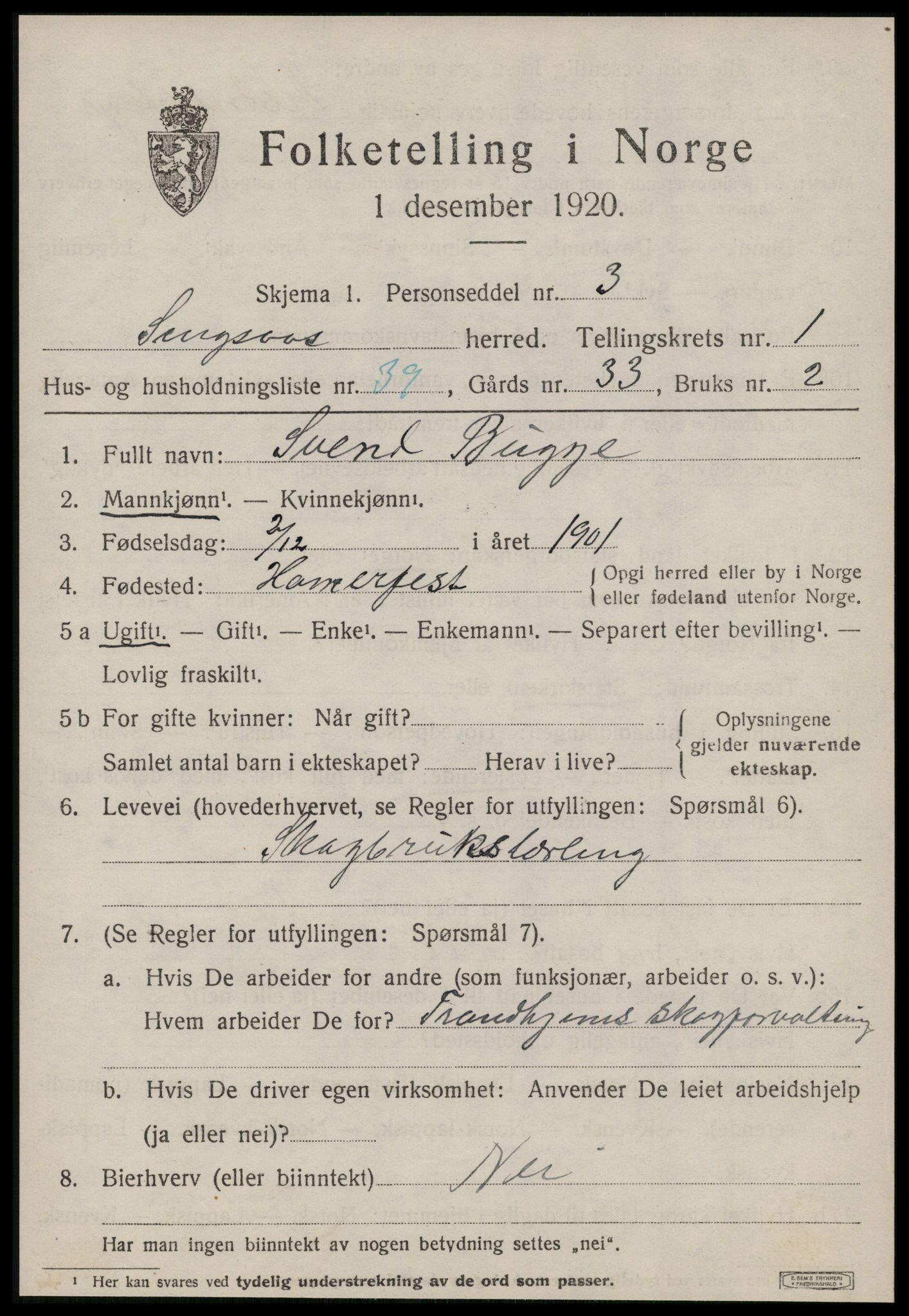 SAT, 1920 census for Singsås, 1920, p. 1111