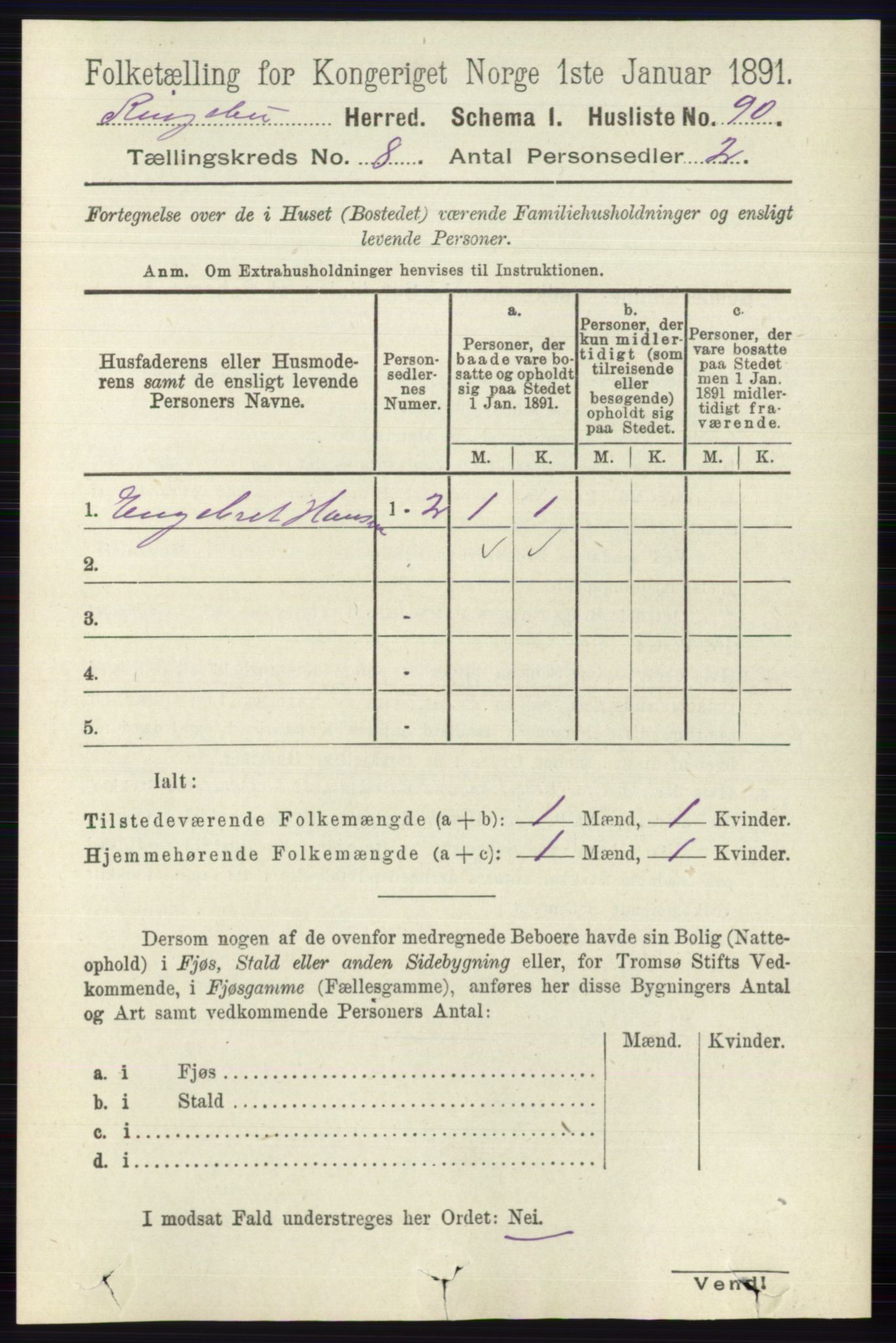 RA, 1891 census for 0520 Ringebu, 1891, p. 3672