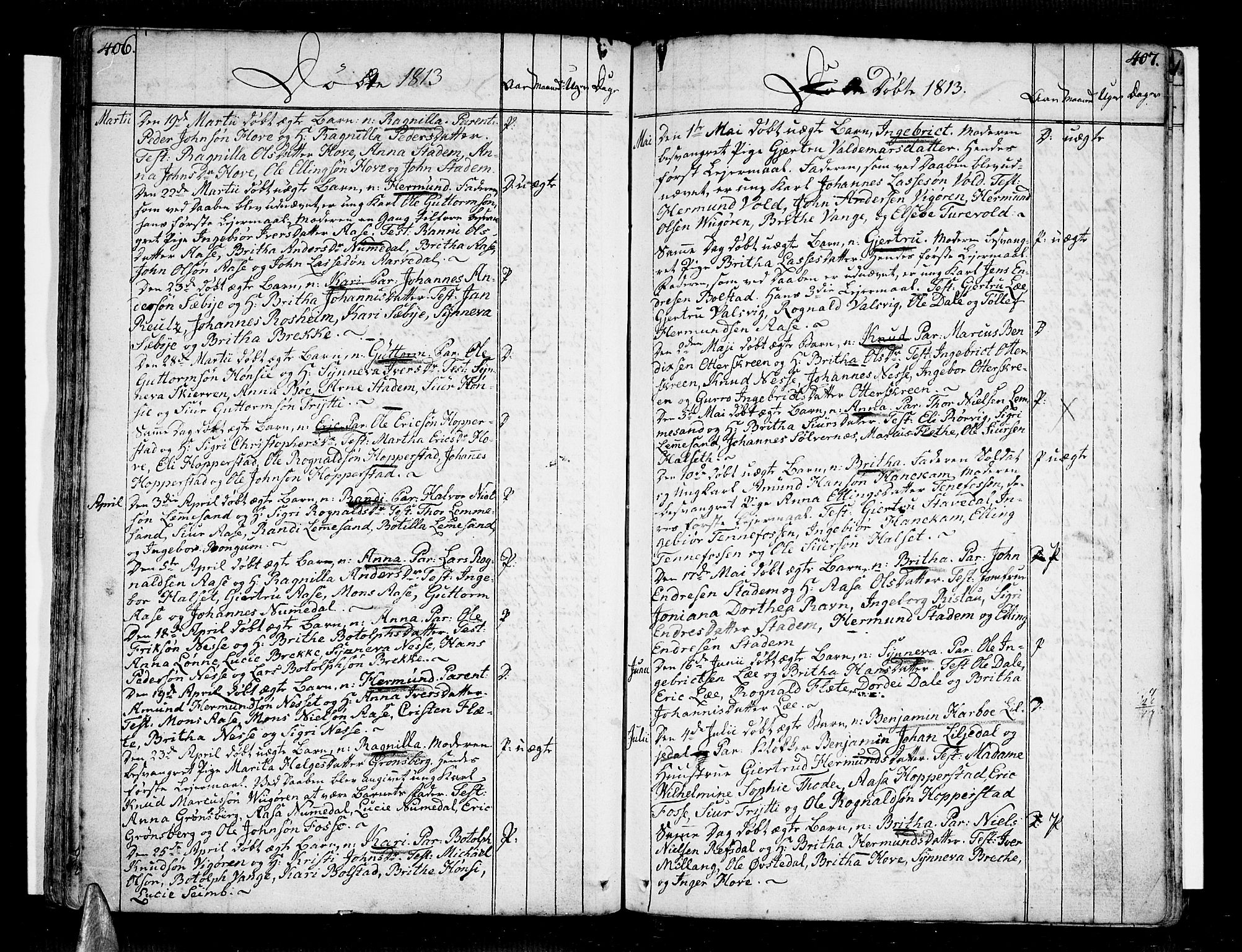 Vik sokneprestembete, SAB/A-81501: Parish register (official) no. A 5, 1787-1820, p. 406-407