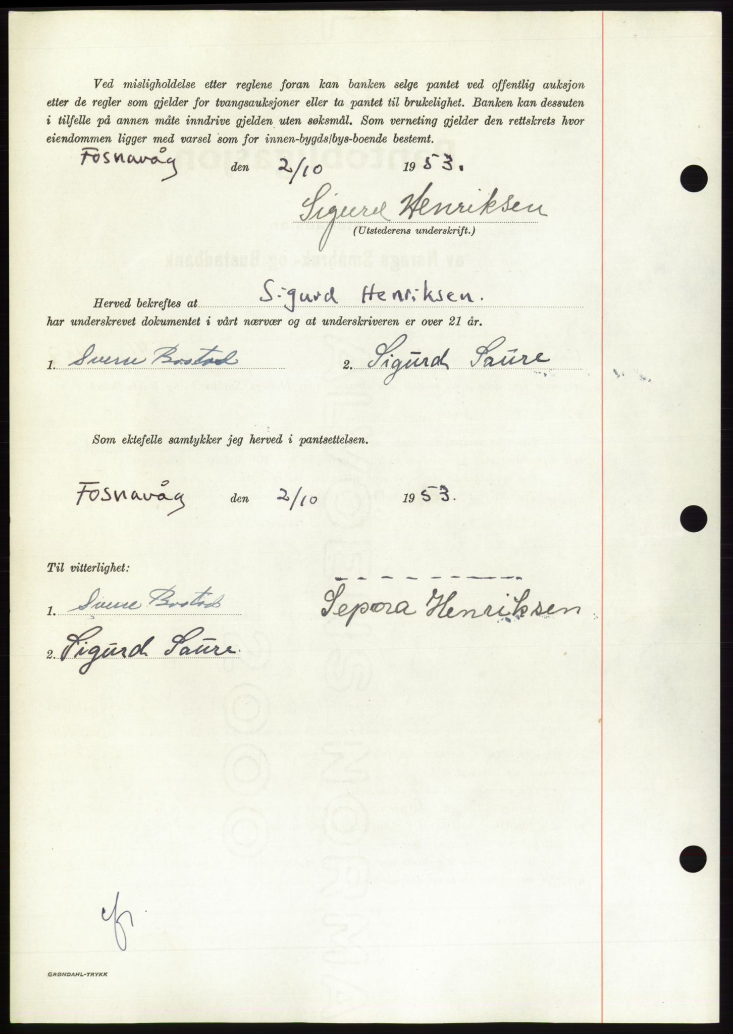 Søre Sunnmøre sorenskriveri, AV/SAT-A-4122/1/2/2C/L0124: Mortgage book no. 12B, 1953-1954, Diary no: : 2862/1953