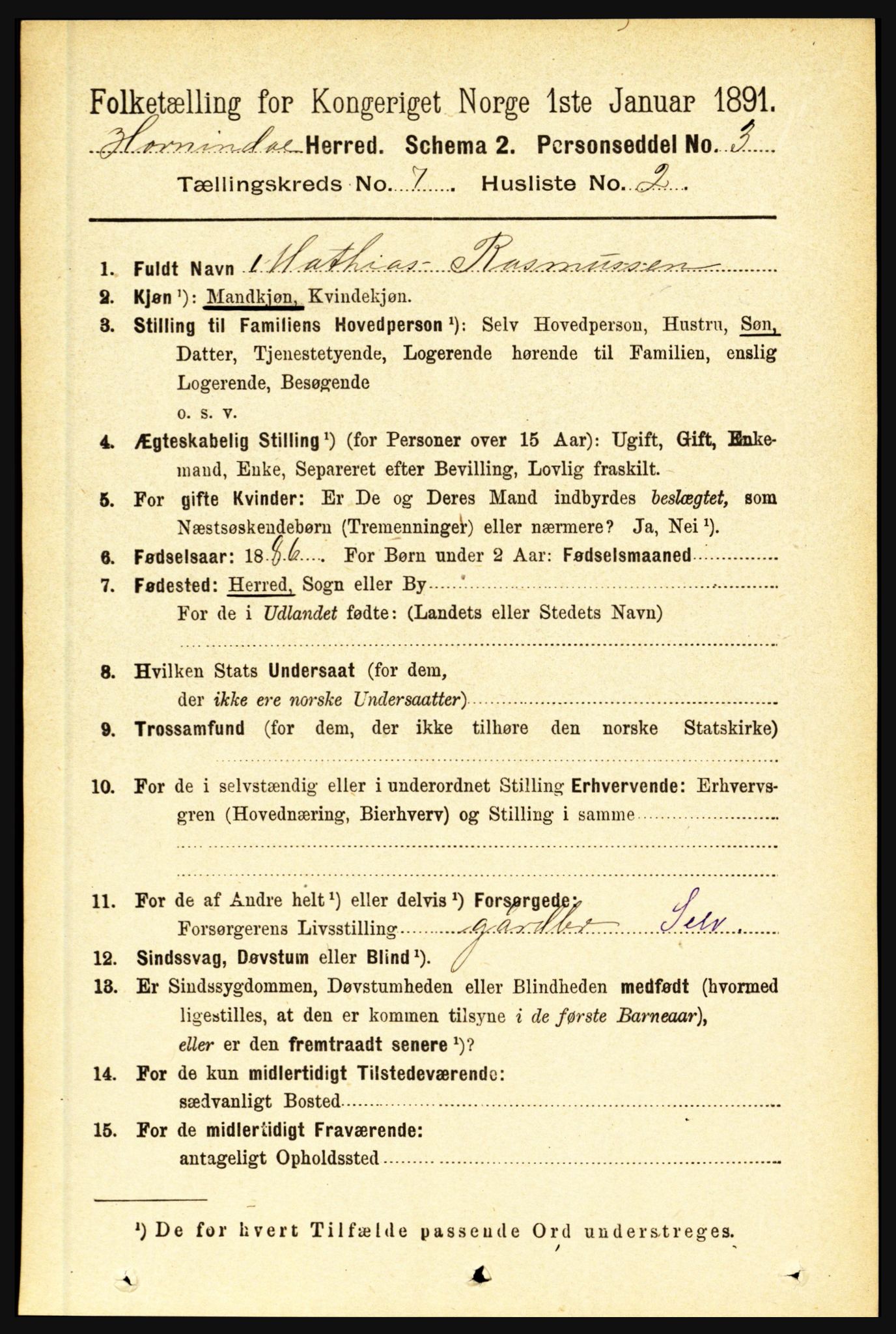 RA, 1891 census for 1444 Hornindal, 1891, p. 1757