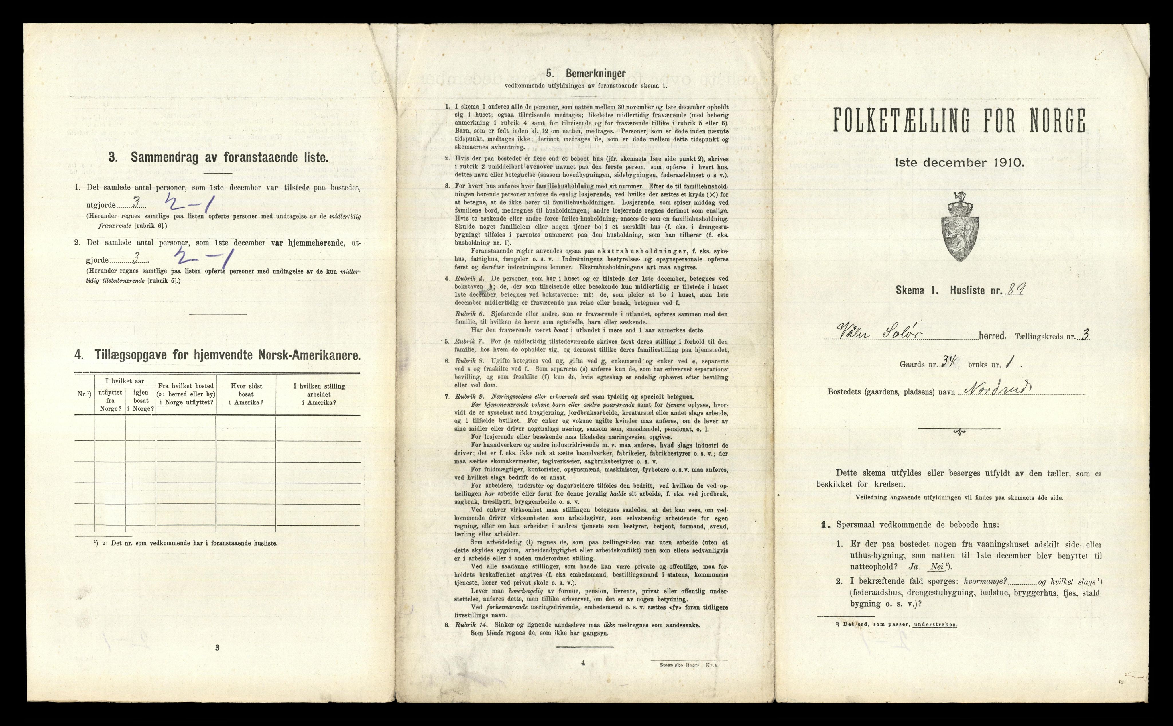 RA, 1910 census for Våler, 1910, p. 491