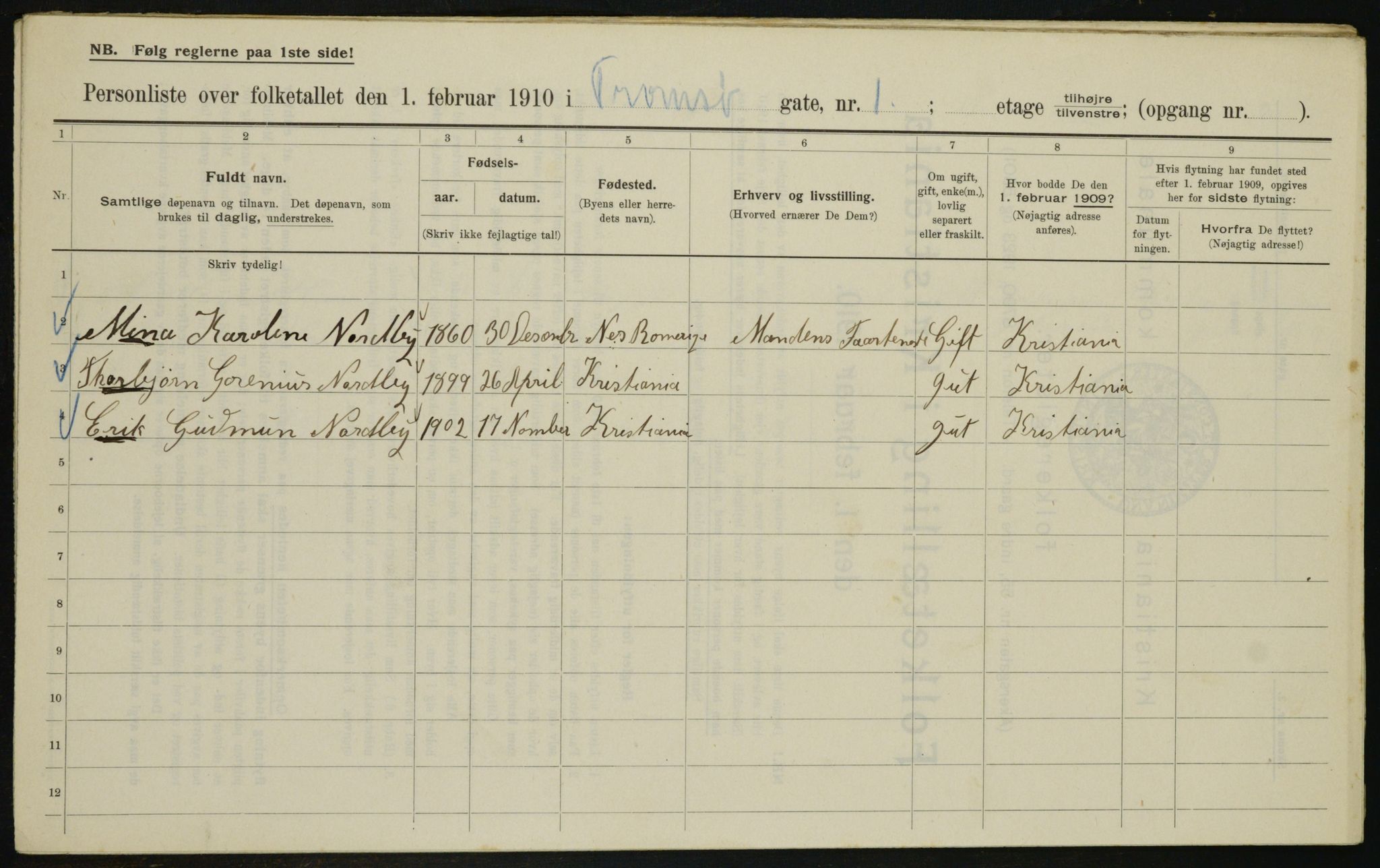 OBA, Municipal Census 1910 for Kristiania, 1910, p. 109728