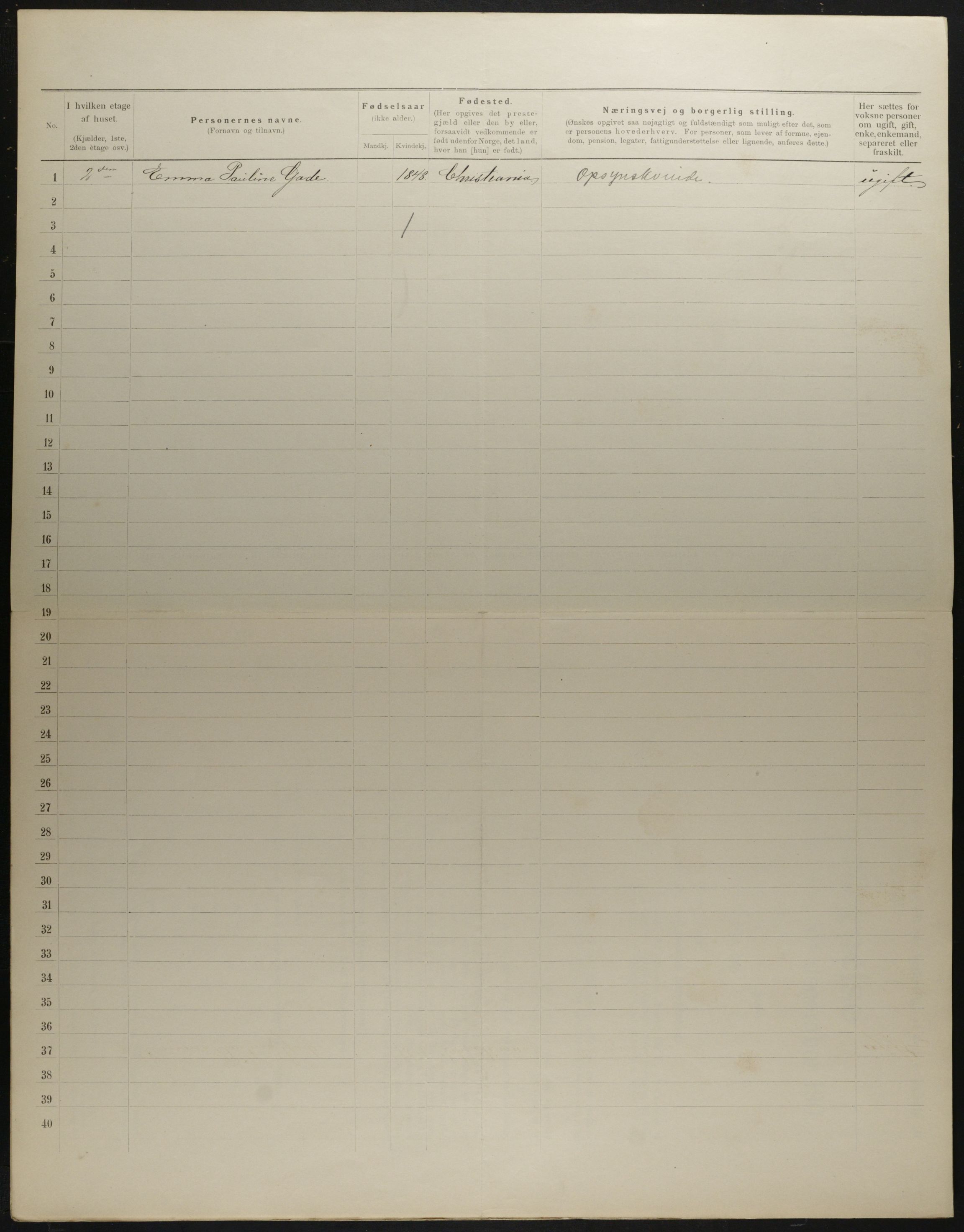 OBA, Municipal Census 1901 for Kristiania, 1901, p. 3509