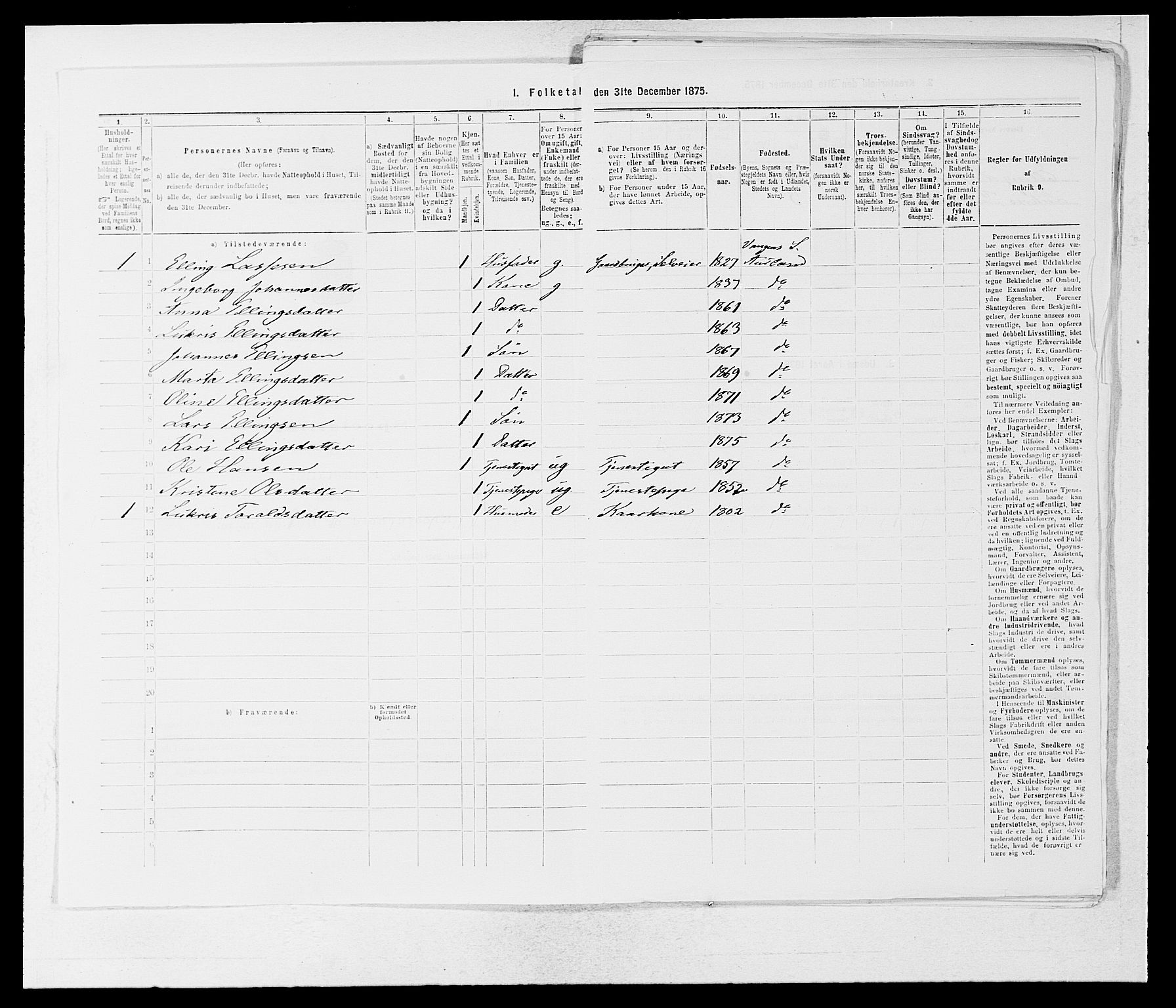 SAB, 1875 census for 1421P Aurland, 1875, p. 252