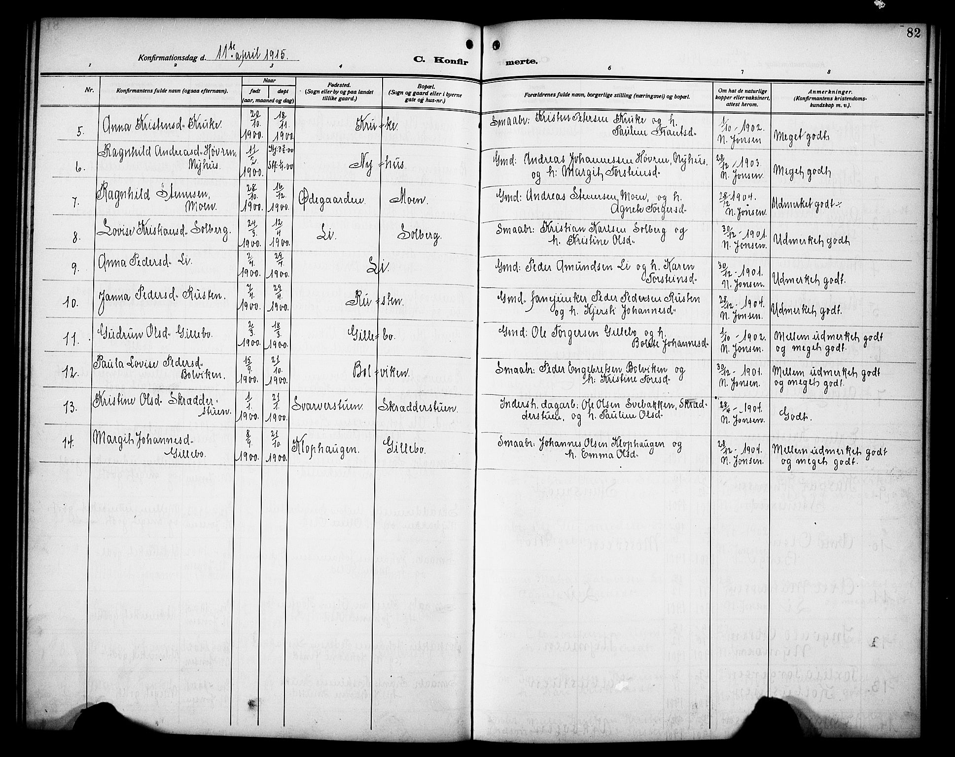 Øyer prestekontor, AV/SAH-PREST-084/H/Ha/Hab/L0007: Parish register (copy) no. 7, 1913-1928, p. 82