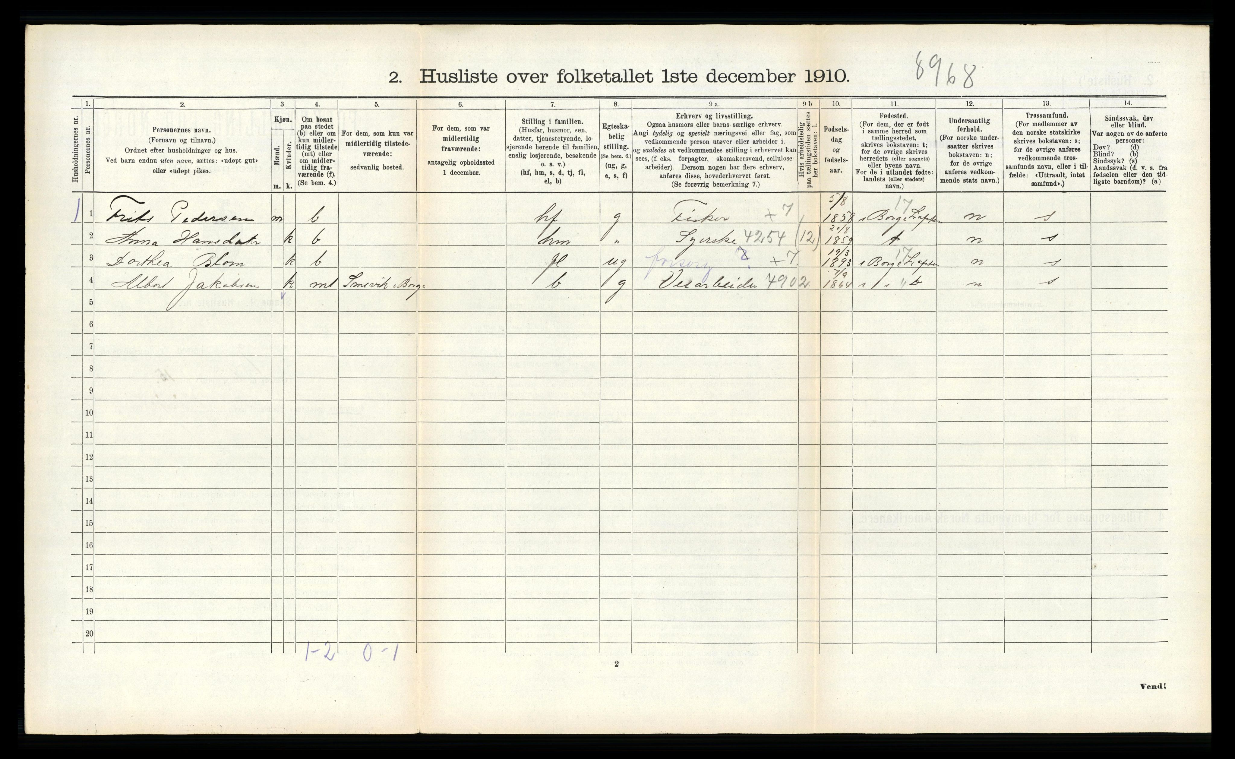 RA, 1910 census for Gimsøy, 1910, p. 456