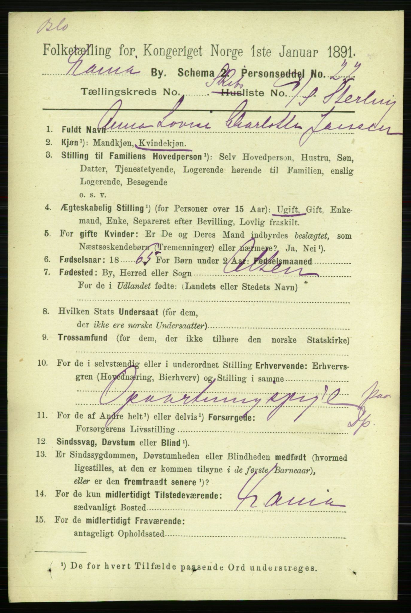 RA, 1891 census for 0301 Kristiania, 1891, p. 122801