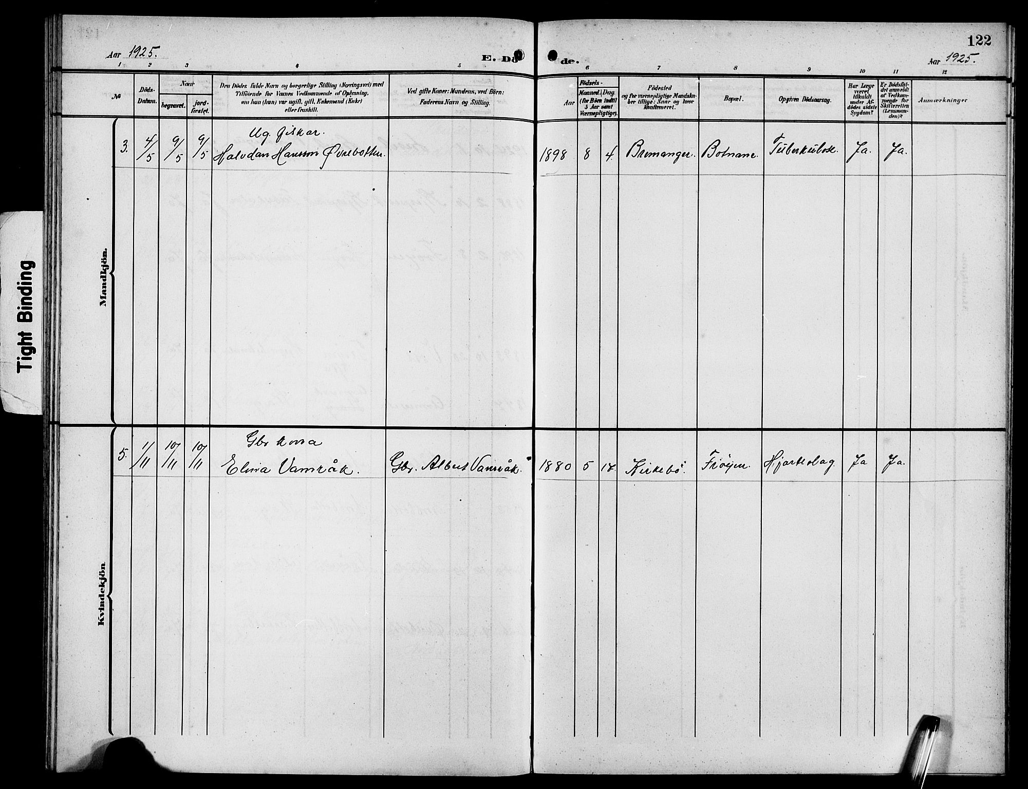 Bremanger sokneprestembete, AV/SAB-A-82201/H/Hab/Habb/L0001: Parish register (copy) no. B 1, 1906-1925, p. 122