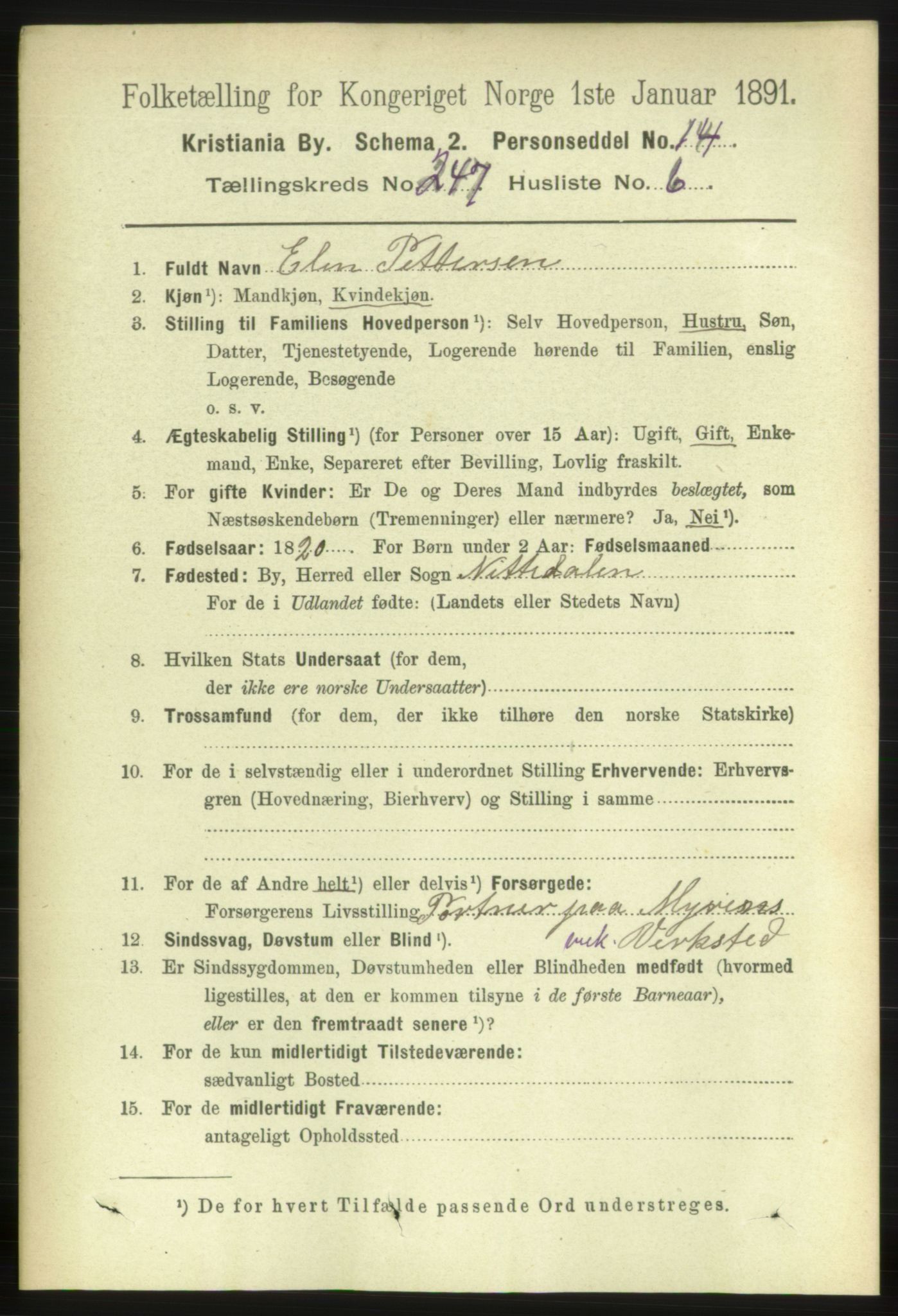 RA, 1891 census for 0301 Kristiania, 1891, p. 150563