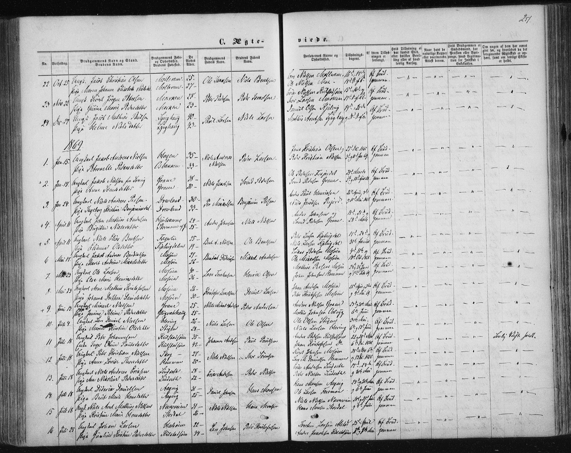 Ministerialprotokoller, klokkerbøker og fødselsregistre - Nordland, SAT/A-1459/820/L0294: Parish register (official) no. 820A15, 1866-1879, p. 251
