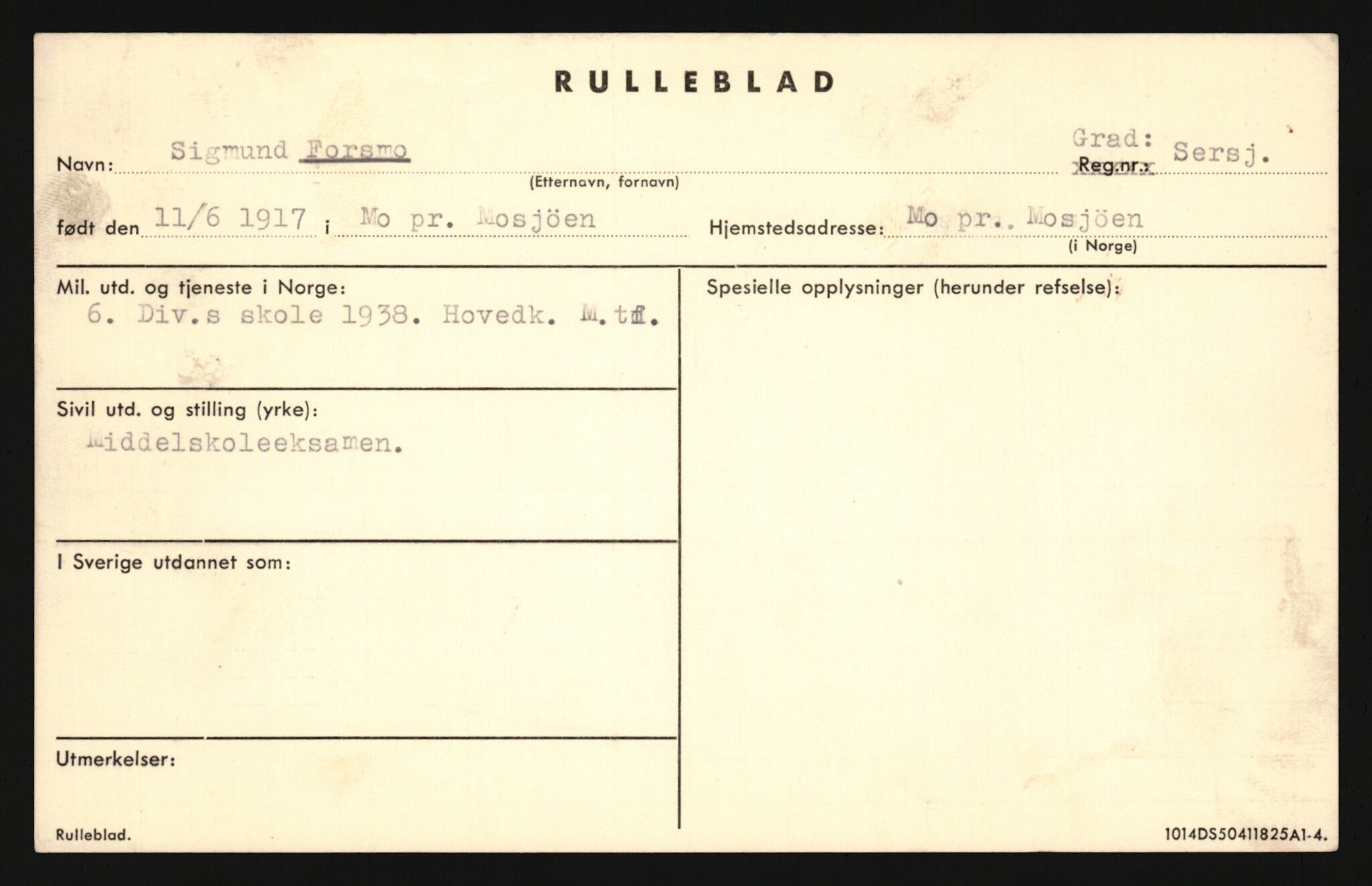 Forsvaret, Sør-Hålogaland landforsvar, AV/RA-RAFA-2552/P/Pa/L0303: Personellmapper for slettet personell, yrkesbefal og vernepliktig befal, født 1917-1920, 1936-1980, p. 57