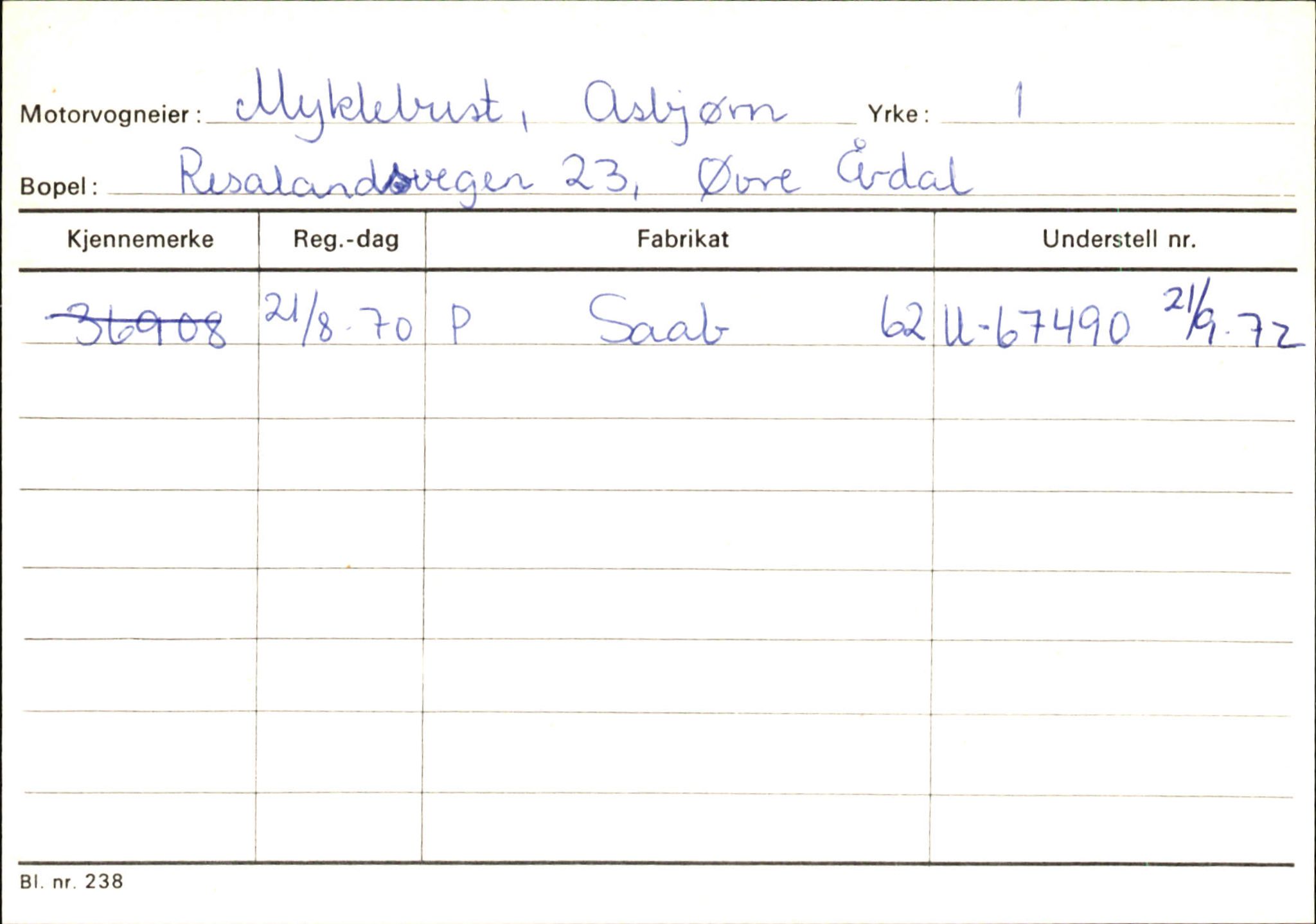 Statens vegvesen, Sogn og Fjordane vegkontor, SAB/A-5301/4/F/L0145: Registerkort Vågsøy S-Å. Årdal I-P, 1945-1975, p. 1866