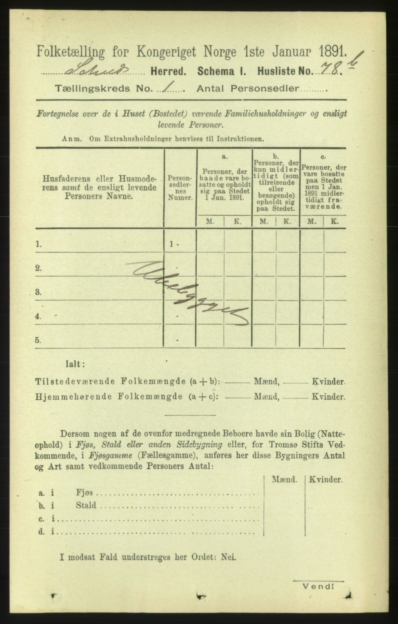 RA, 1891 census for 1732 Skei, 1891, p. 157