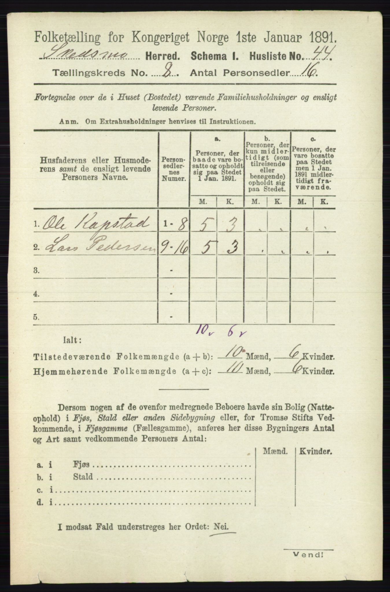RA, 1891 census for 0231 Skedsmo, 1891, p. 3854