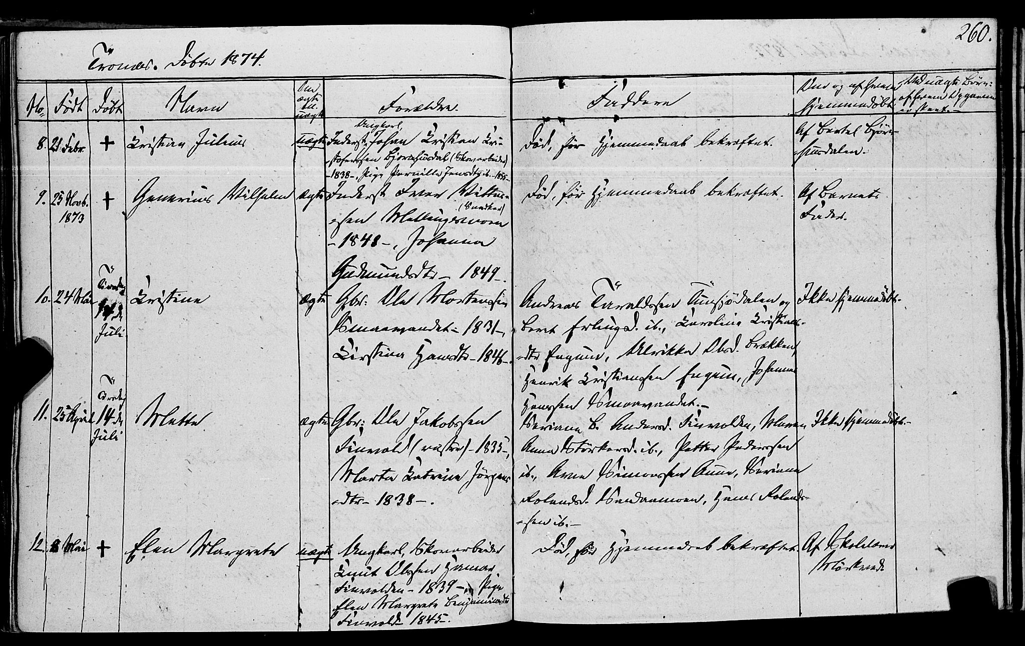 Ministerialprotokoller, klokkerbøker og fødselsregistre - Nord-Trøndelag, AV/SAT-A-1458/762/L0538: Parish register (official) no. 762A02 /2, 1833-1879, p. 260