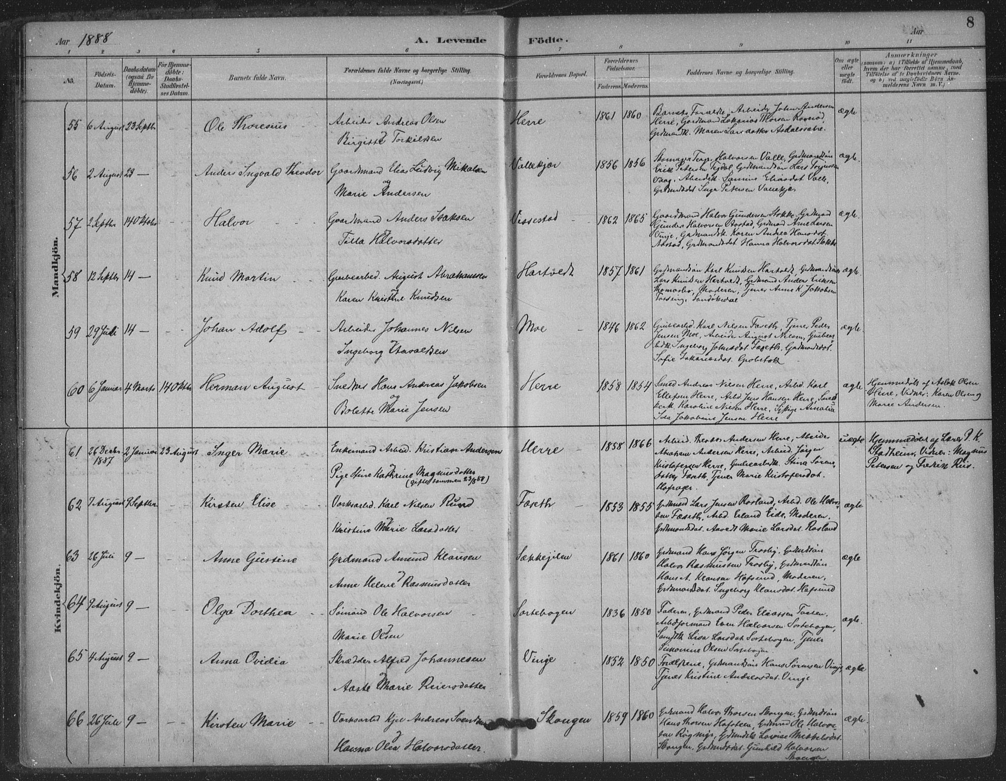 Bamble kirkebøker, AV/SAKO-A-253/F/Fa/L0008: Parish register (official) no. I 8, 1888-1900, p. 8