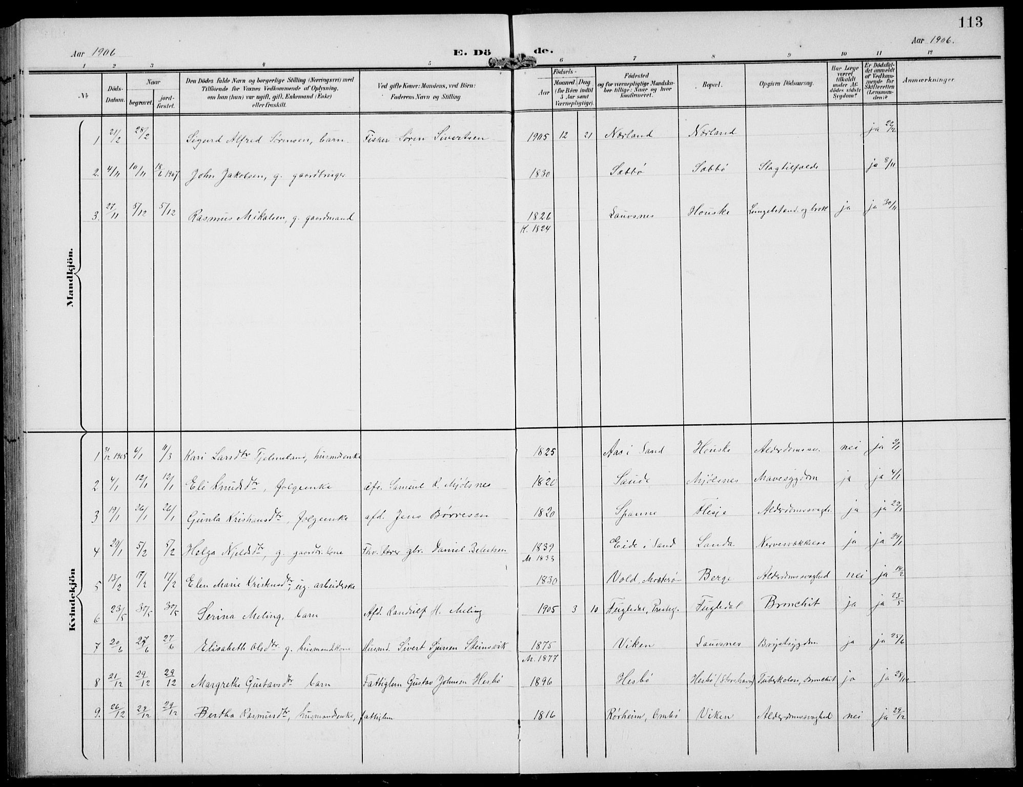 Finnøy sokneprestkontor, AV/SAST-A-101825/H/Ha/Hab/L0006: Parish register (copy) no. B 6, 1900-1934, p. 113