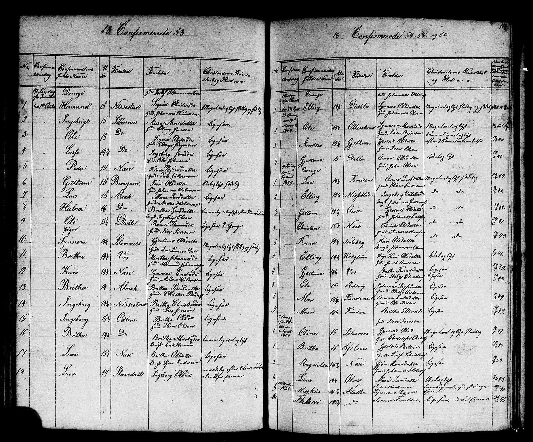 Vik sokneprestembete, SAB/A-81501: Parish register (copy) no. B 1, 1847-1877, p. 114
