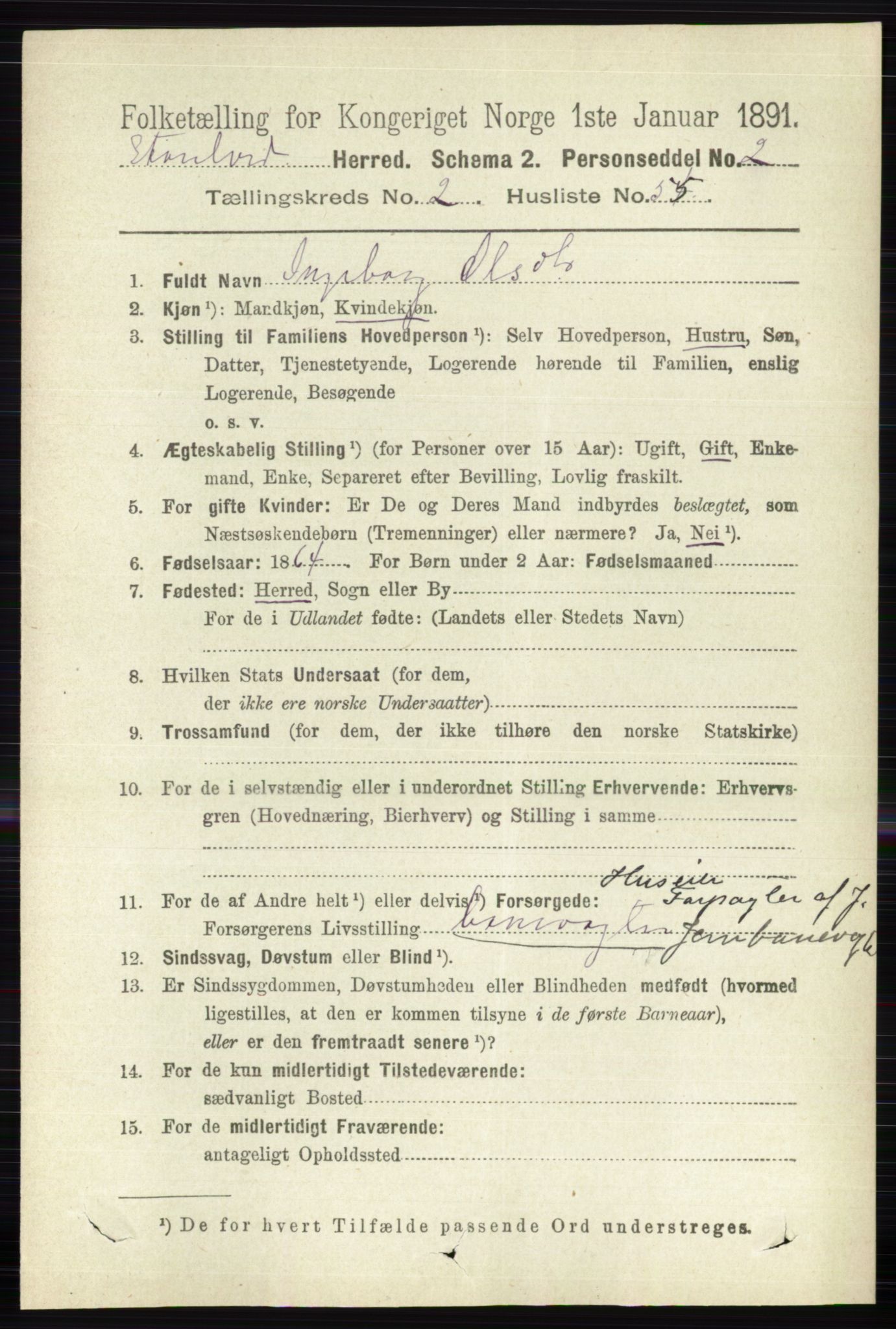 RA, 1891 census for 0430 Stor-Elvdal, 1891, p. 756