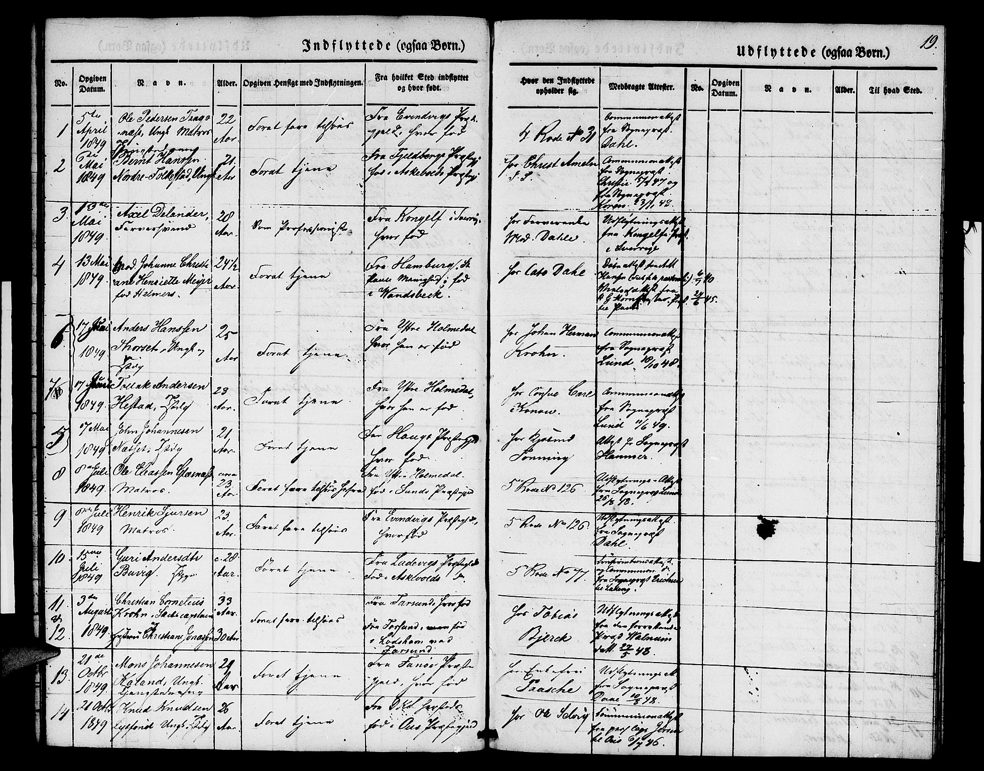 Nykirken Sokneprestembete, SAB/A-77101/H/Hab: Parish register (copy) no. F 1, 1837-1859, p. 19