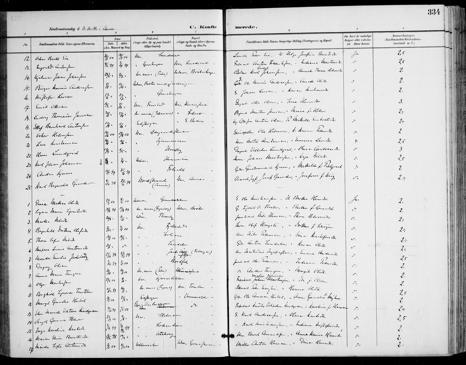 Nes prestekontor Kirkebøker, AV/SAO-A-10410/F/Fa/L0011: Parish register (official) no. I 11, 1899-1918, p. 334