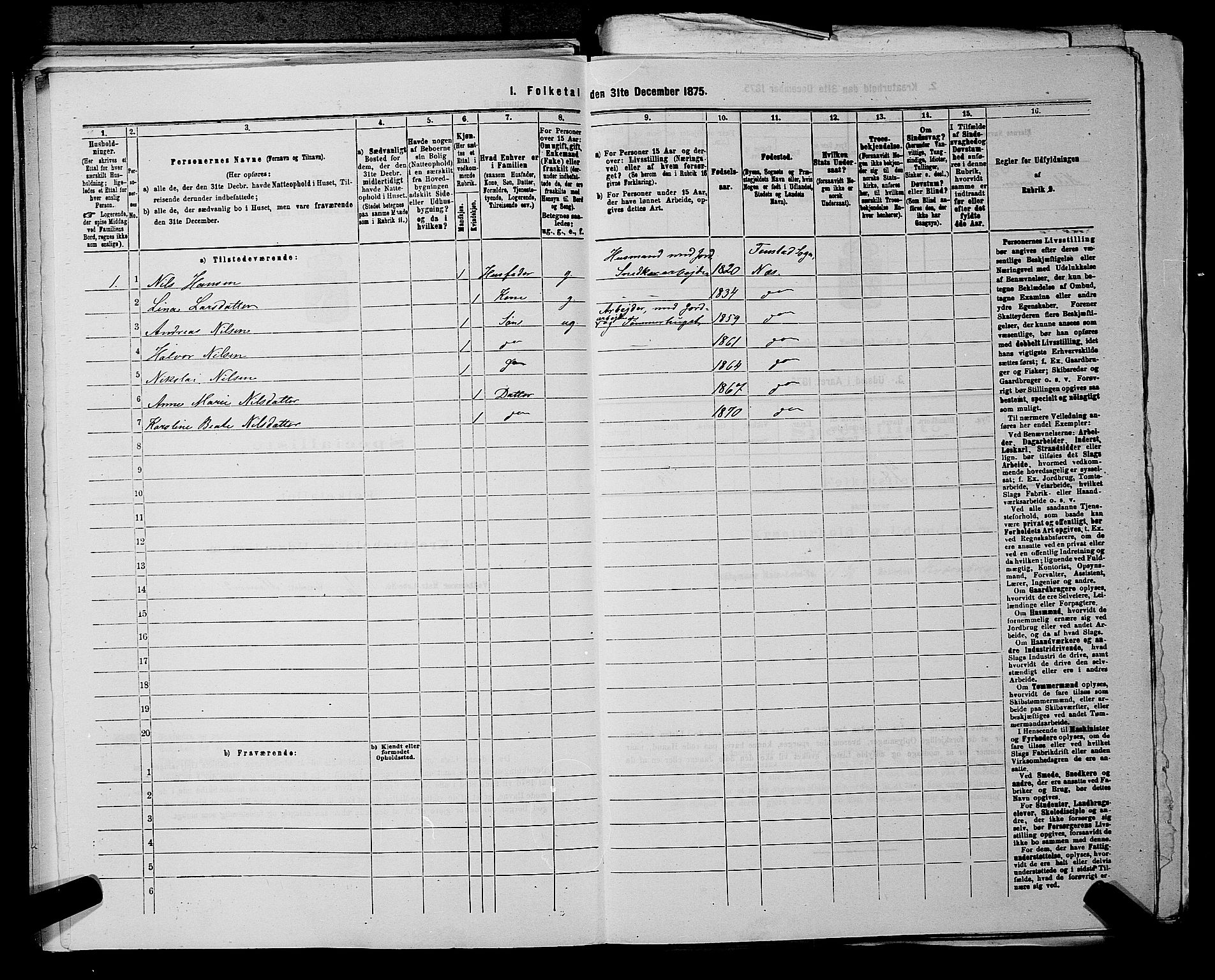 RA, 1875 census for 0236P Nes, 1875, p. 170